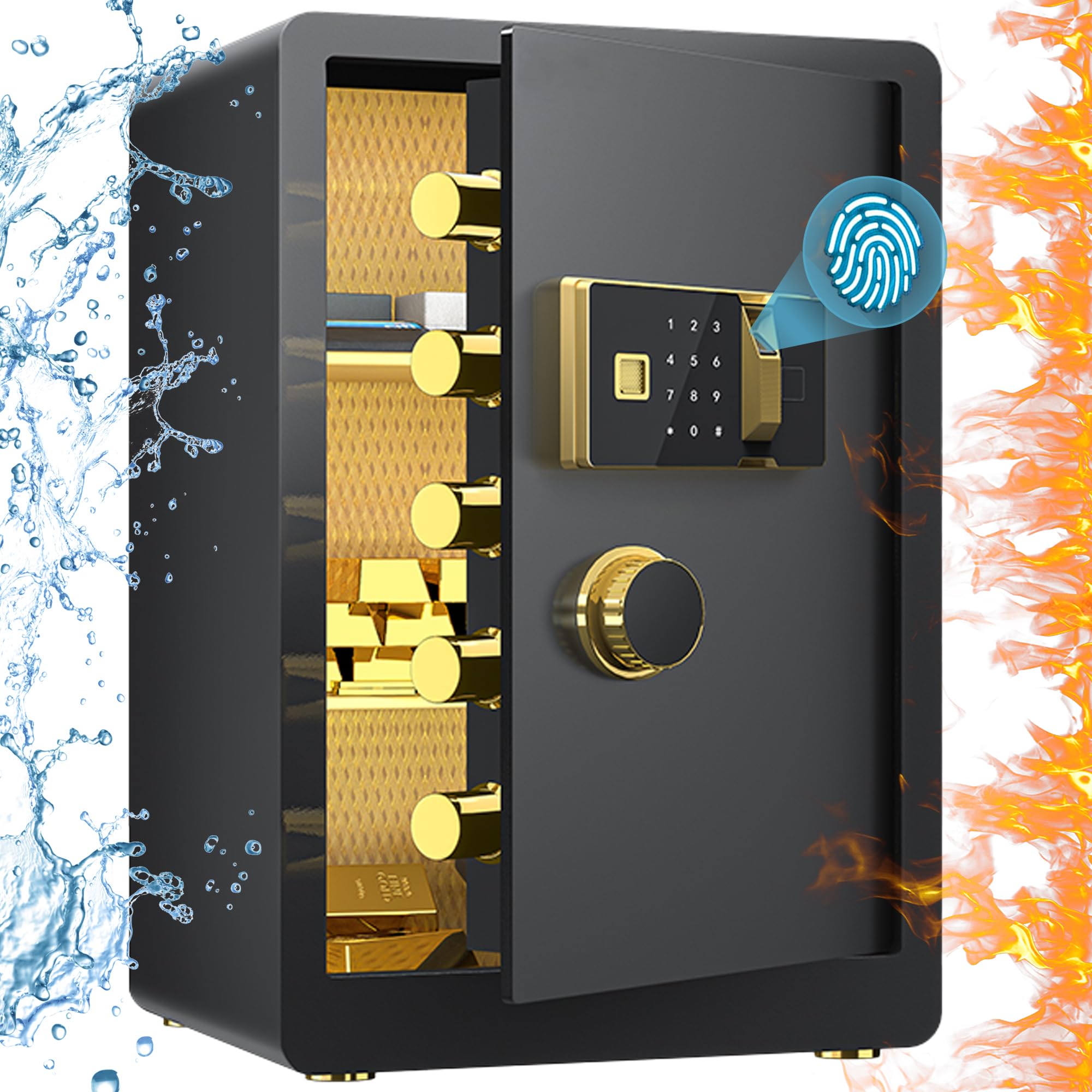 Amazon.co.jp: 75L 超大型 指紋認証 金庫 固定可能 家庭用 日本語取扱
