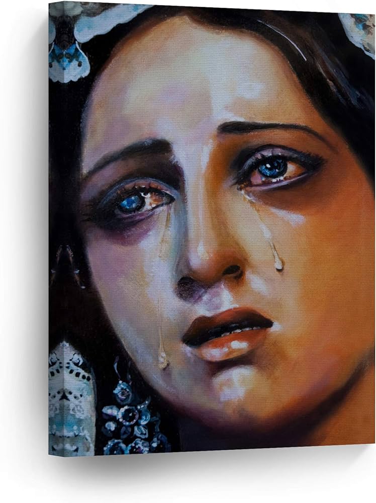 Amazon.co.jp: スマイルアートデザイン 涙の中の聖母マリア 油絵