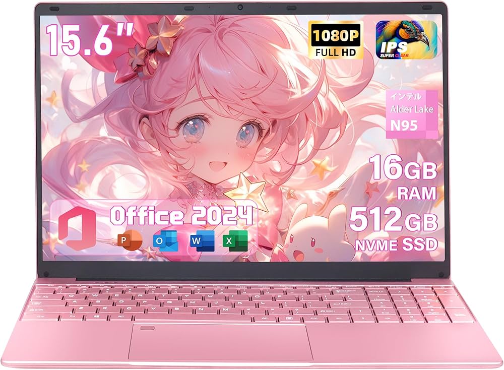 Amazon.co.jp: ノートパソコン軽量【Win 11/MS Office 2024搭載】15.6