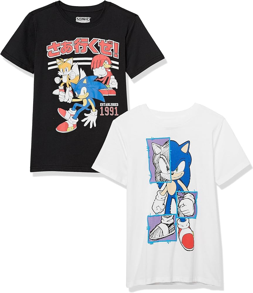 Amazon.com: Sonic The Hedgehog Boys 2 Pack Short Sleeve T-Shirt