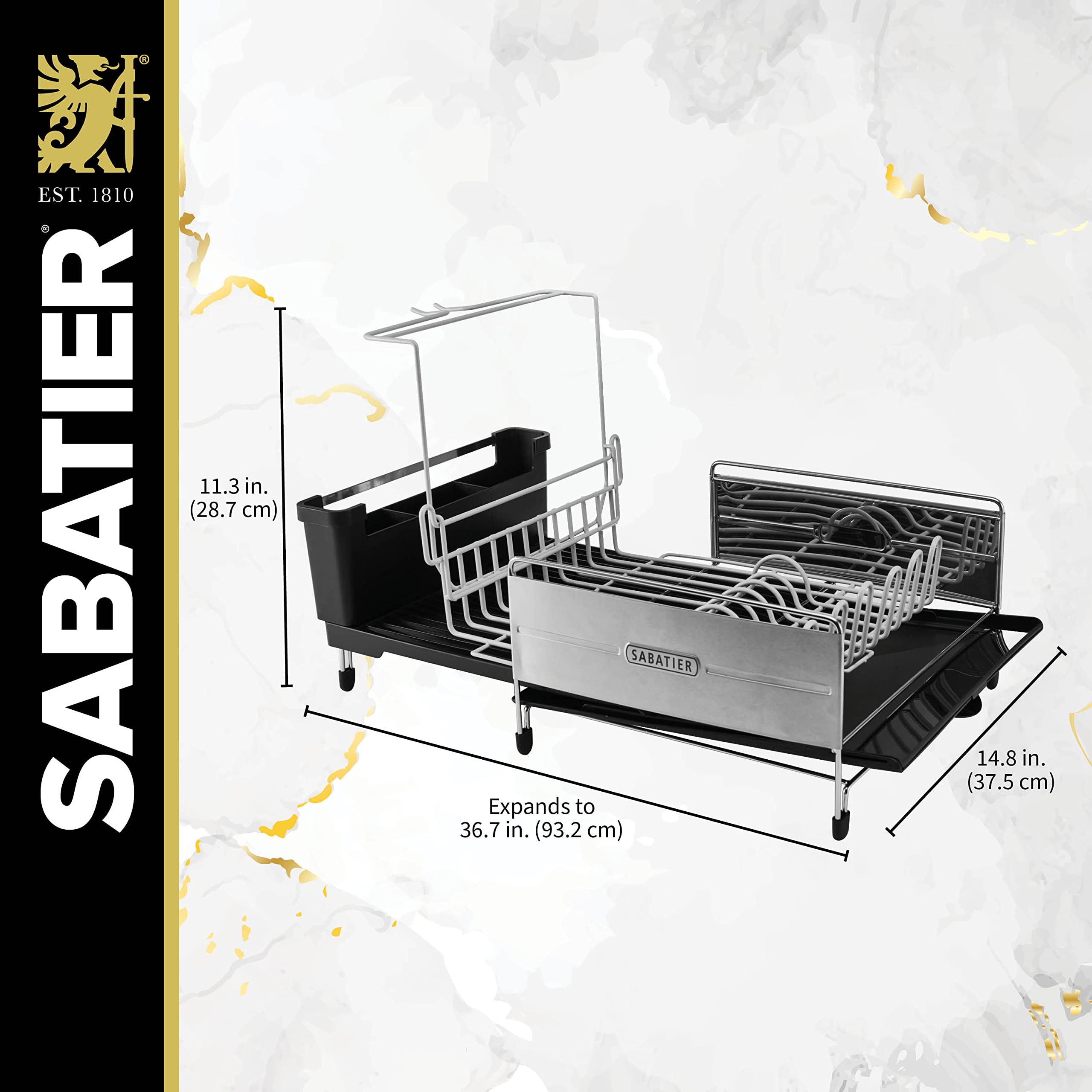 Amazon | Sabatier Expandable Dish Rack with Soft Touch Coating