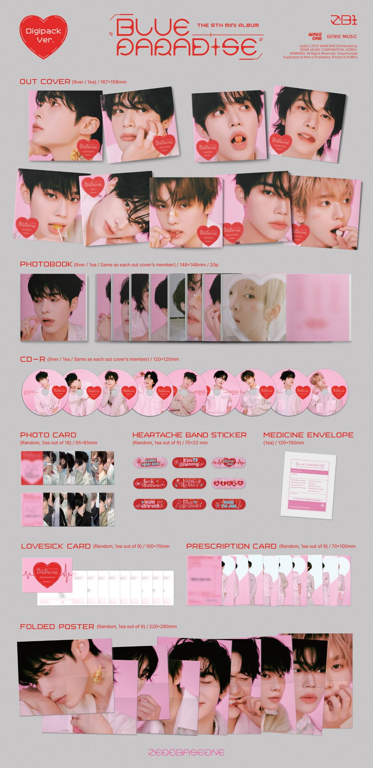 Amazon.com: ZEROBASEONE Blue Paradise [Digipack Ver.] 5th Mini