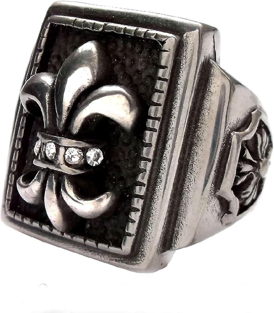 Amazon | リング メンズ シルバーミックス 百合 クロスモチーフ 指輪