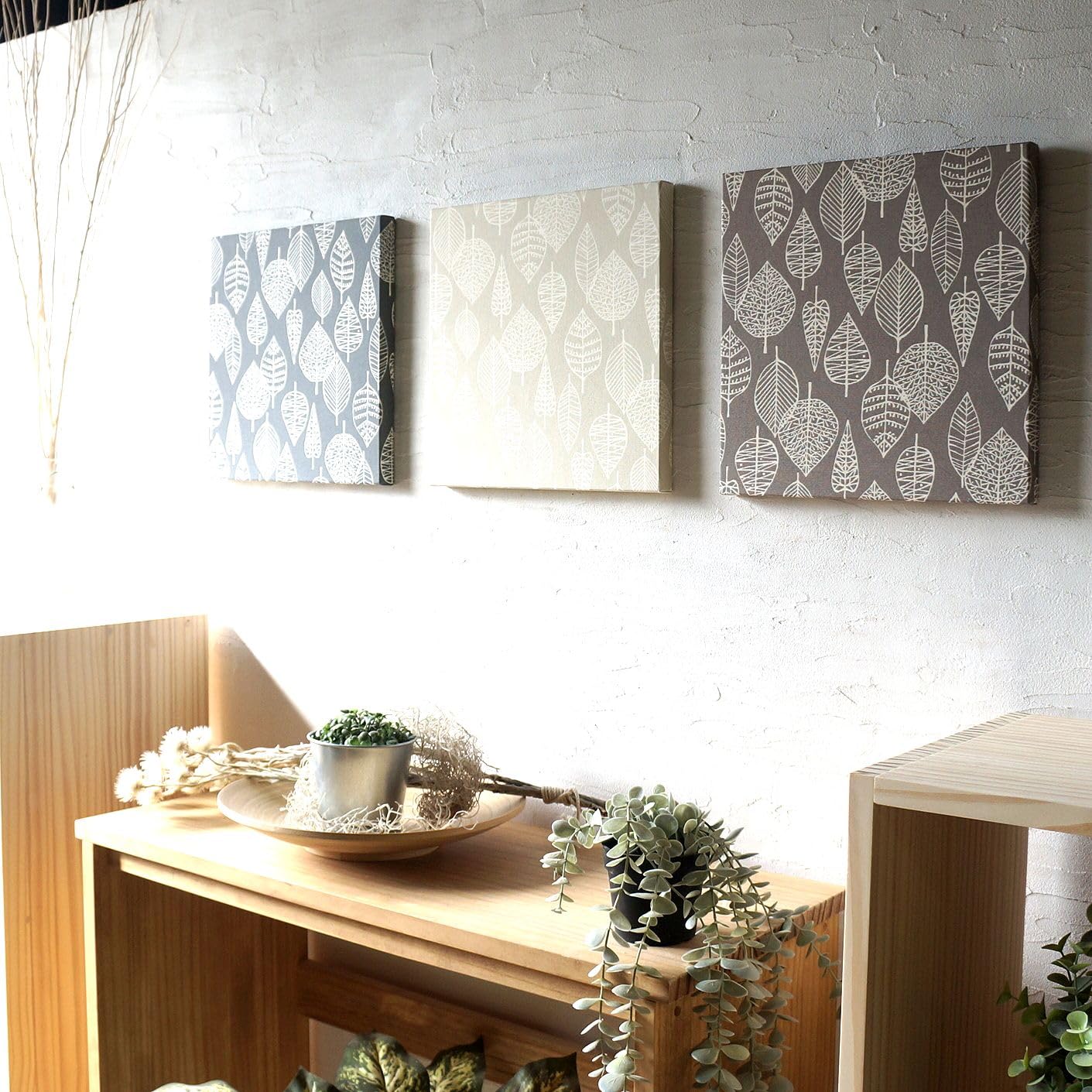 Amazon.co.jp: ファブリックパネル leaf アート モダン 30×30cm 3枚