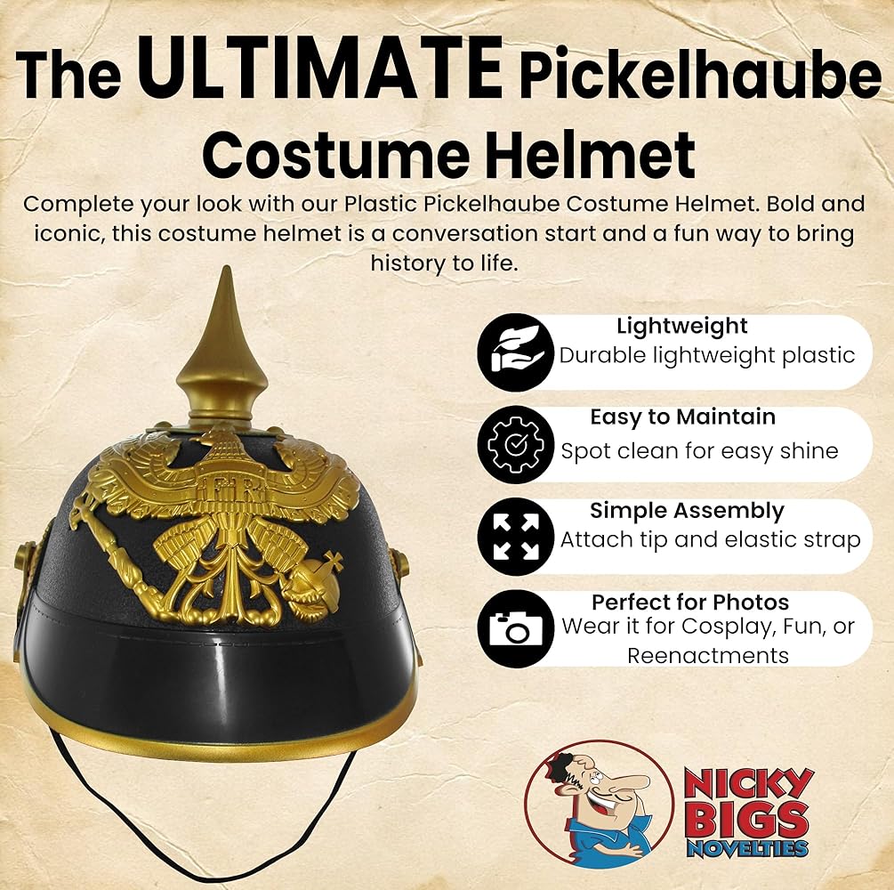 Amazon.com: Nicky Bigs Novelties German Helmet, Pickelhaube Pith