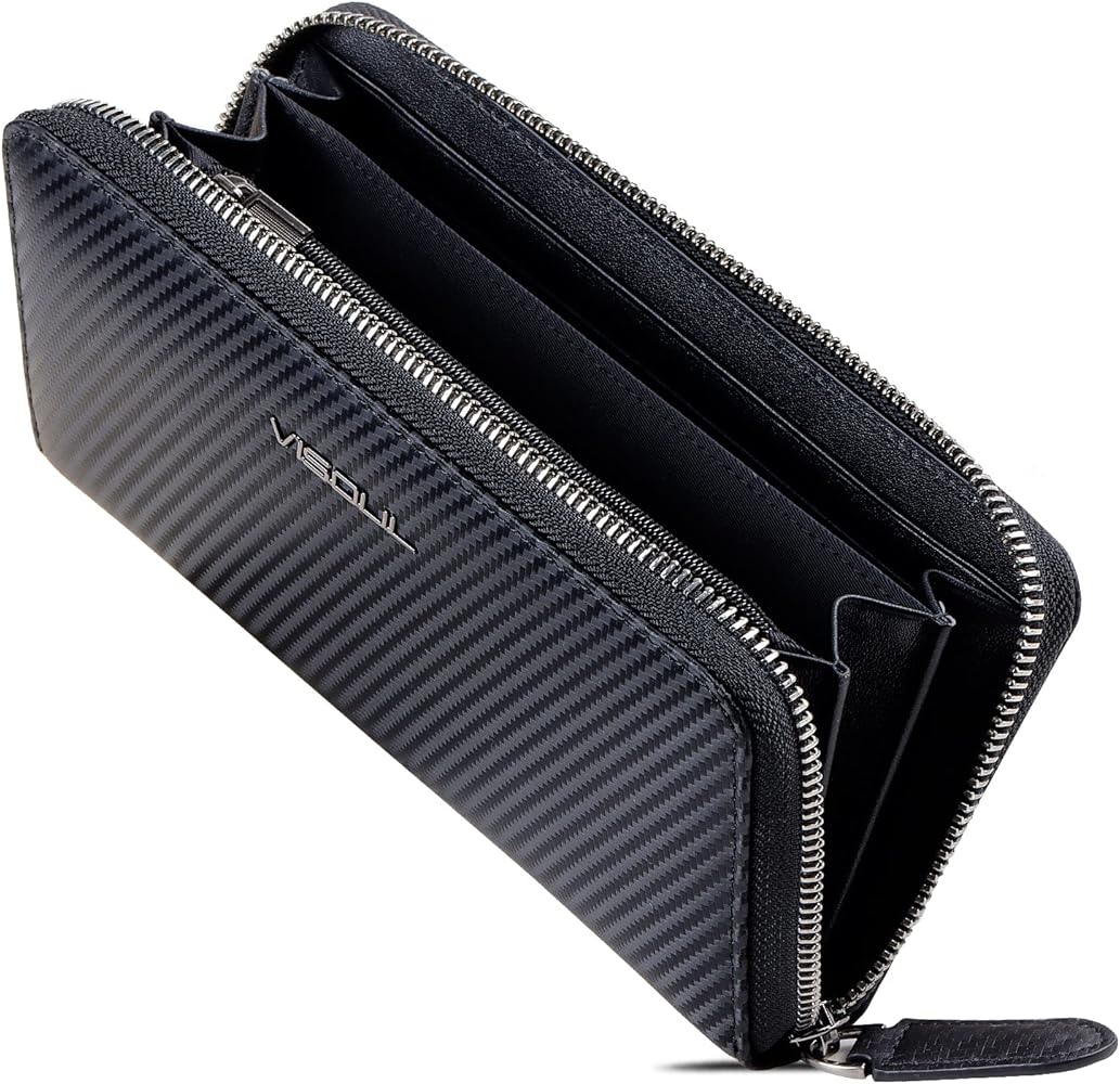 Amazon.com: VISOUL Leather Long Zippered Pouch Wallet for Men with