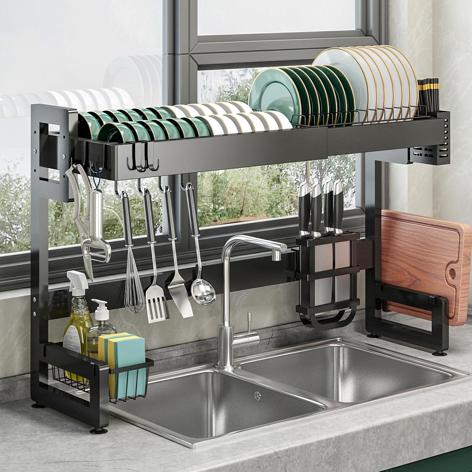 Amazon｜SVOHZAV 水切りラック 食器 シンク上 横置き 食器乾燥 錆び