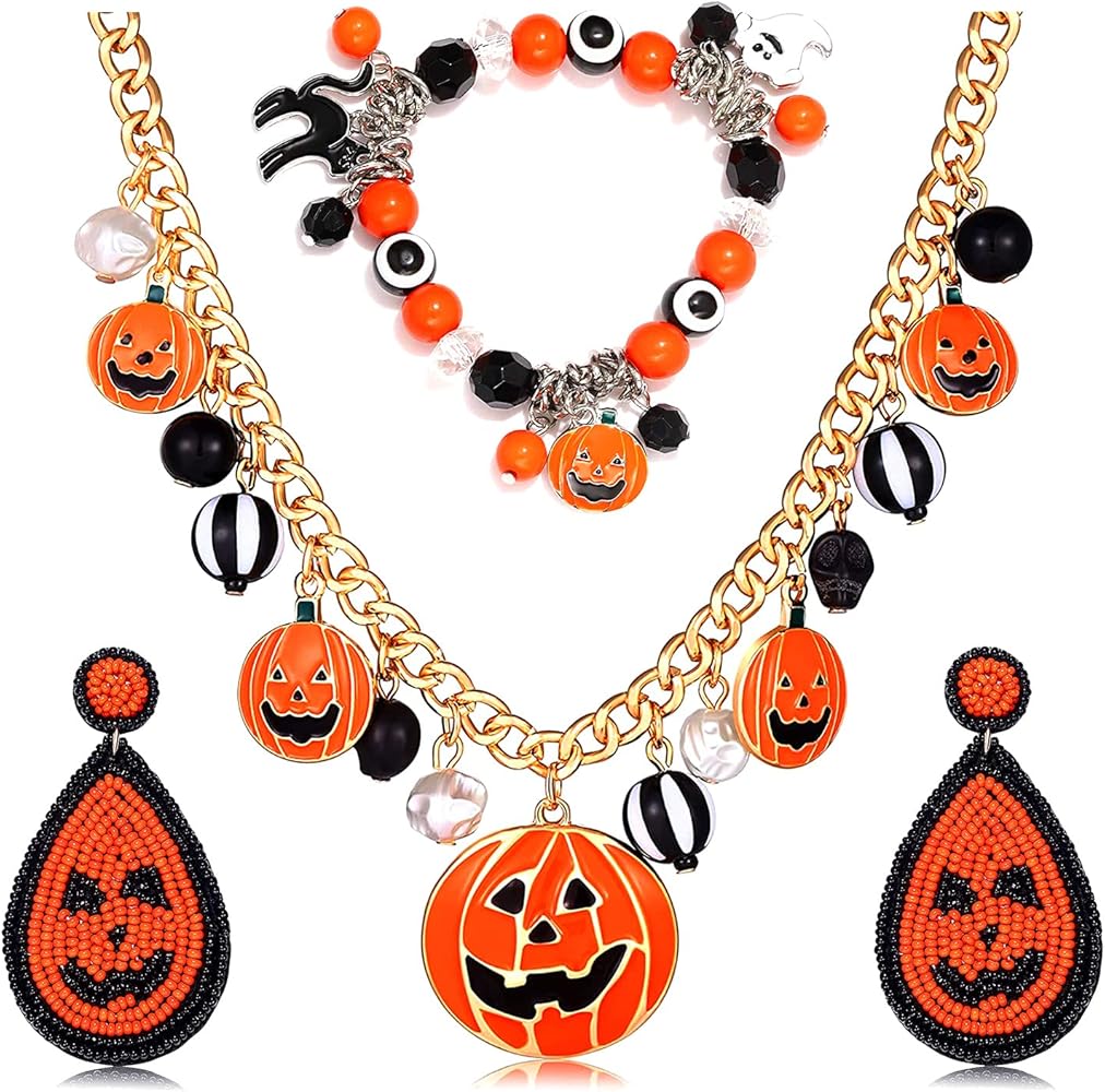 Amazon.com: NVENF Halloween Earrings Necklace Bracelet Set, Beaded
