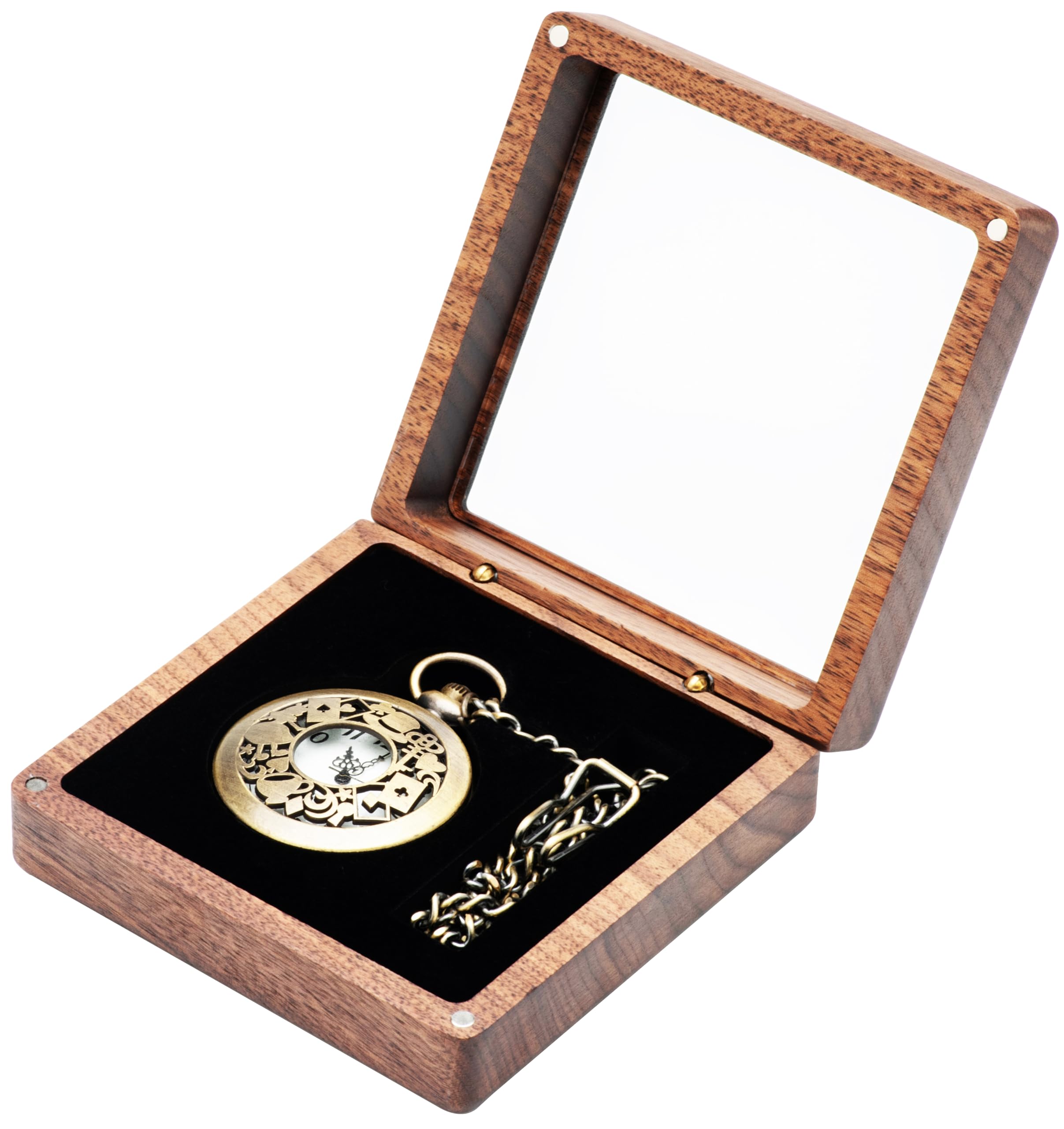 Amazon.com: COSISO Walnut Wood Pocket Watch Box with Clear Acrylic