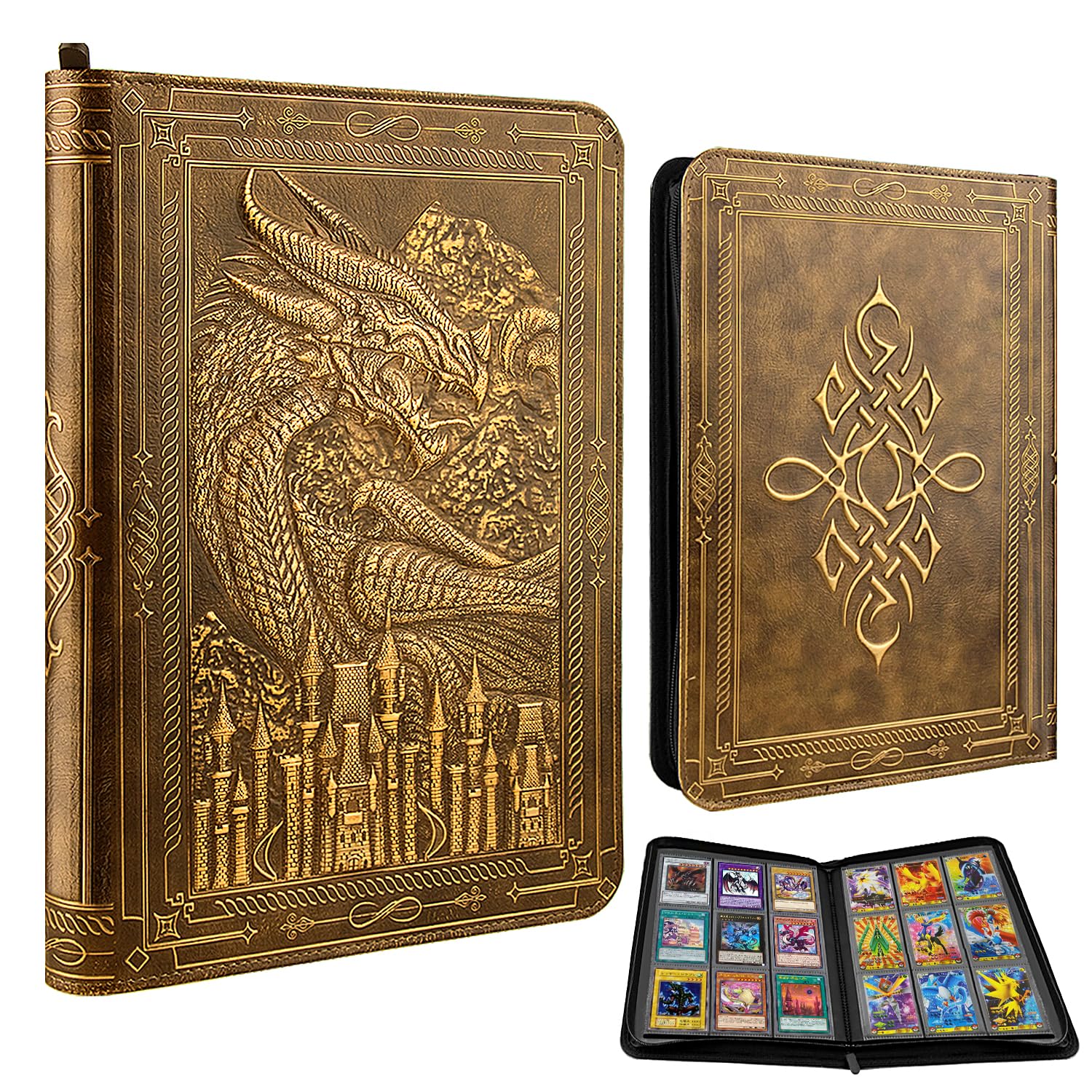 Amazon.com: TIANREN Card Binder 9 Pocket, 3D PU Leather Album with