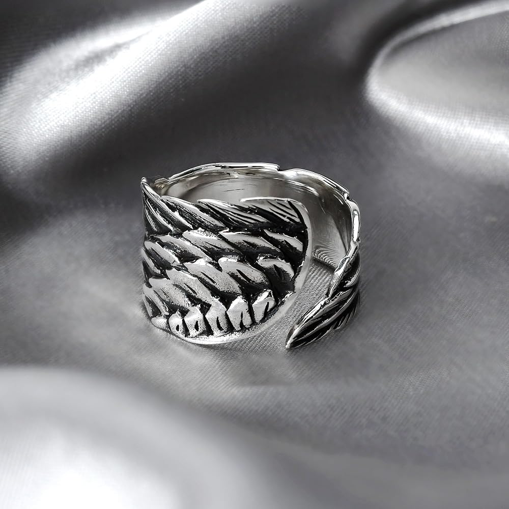 Guardian Angel Wing Wrap Around .925 Sterling Silver Ring (6