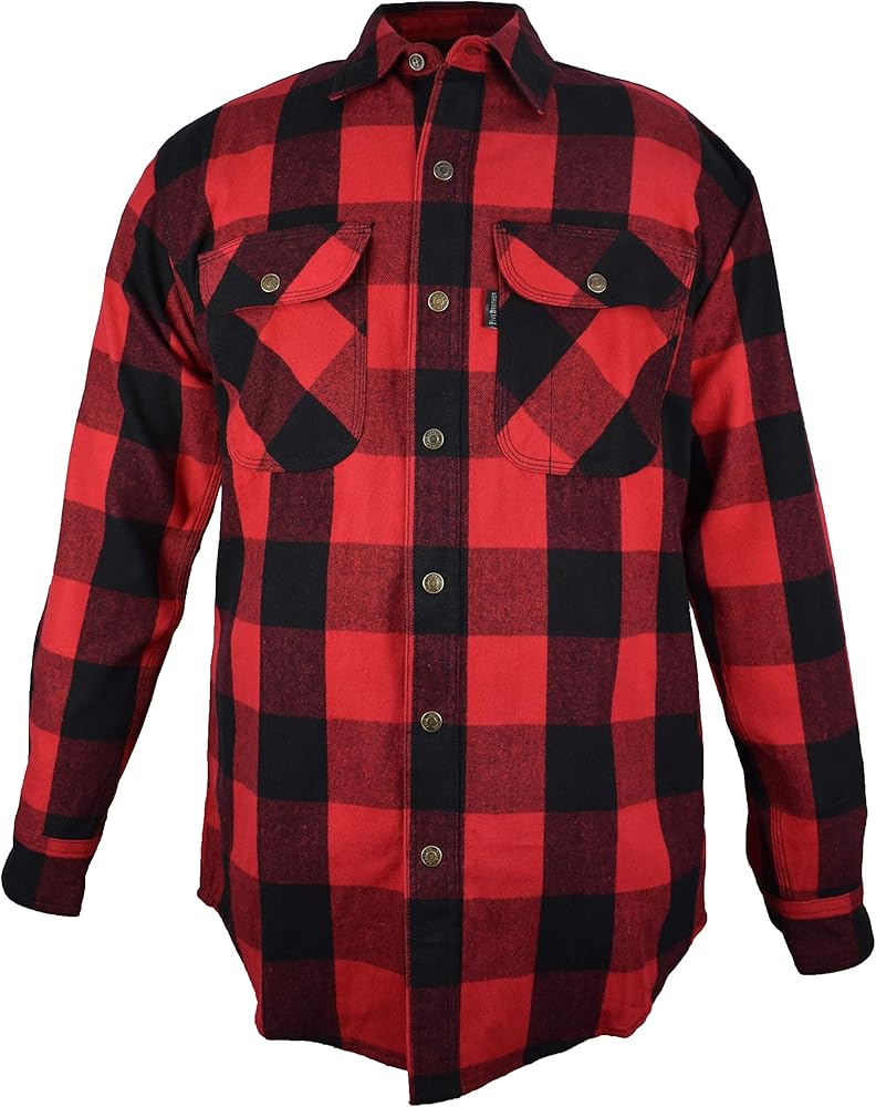 Amazon.com: Five Brother Men's Metal Snap Flannel Shirt, XL, Red