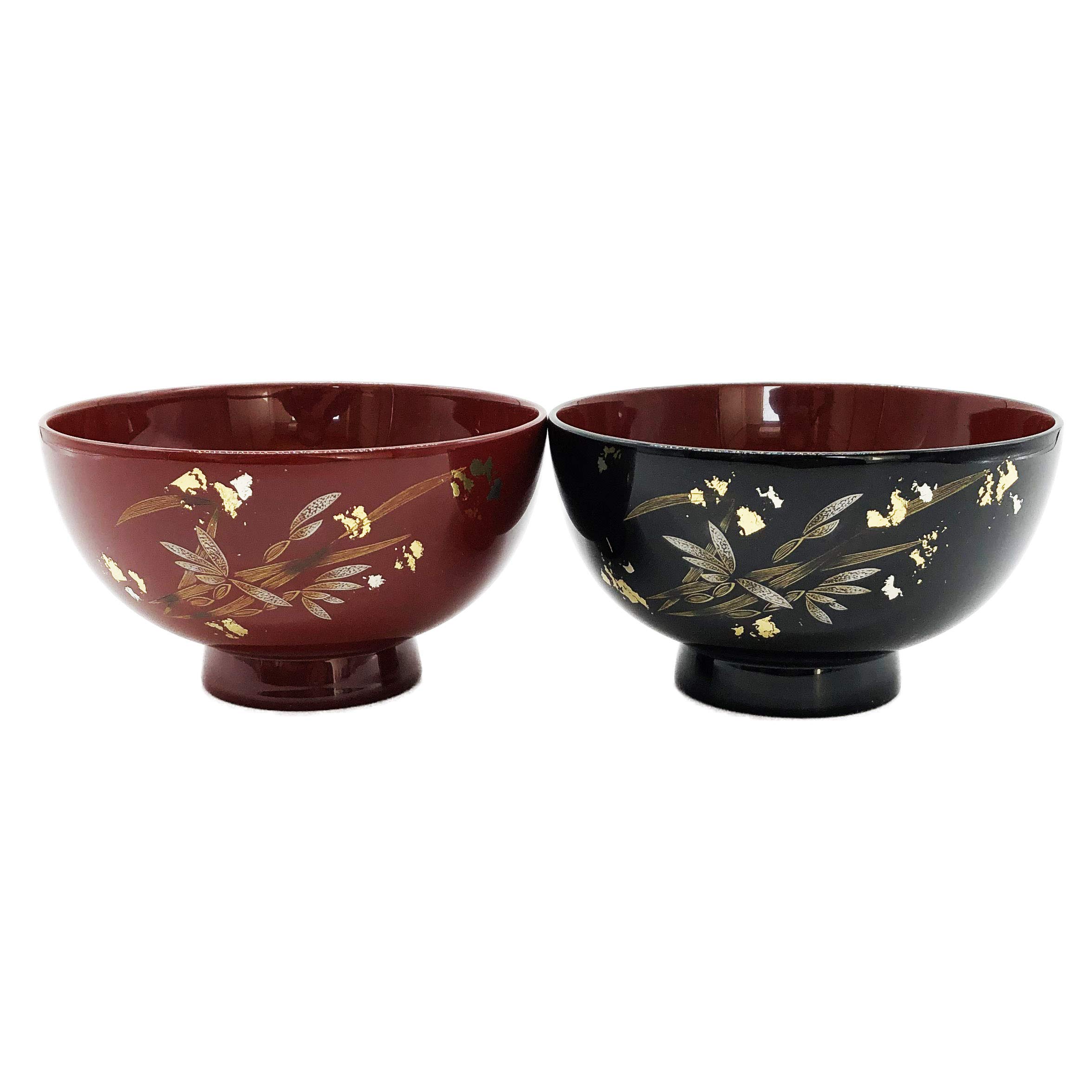 Amazon.co.jp: 大藤漆器店 輪島塗 夫婦汁椀 黒内朱・朱 蘭沈金 WA10-2