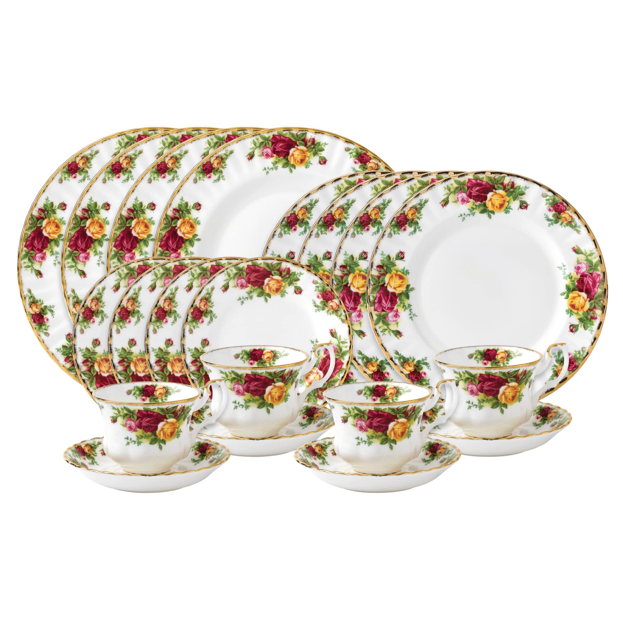 Amazon.co.jp: Royal Albert Old Country Roses 20-Piece Dinnerware