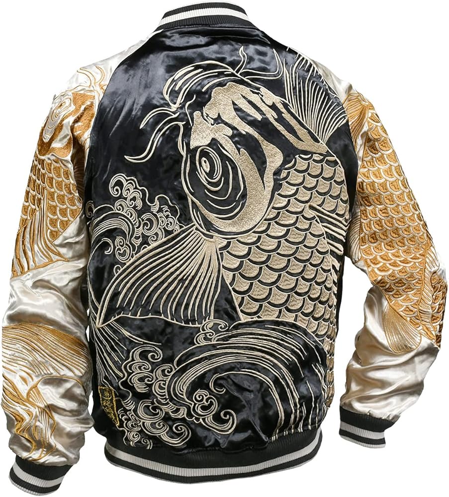 Amazon | [絡繰魂] からくり魂 粋 スカジャン 鯉 和柄 リバーシブル