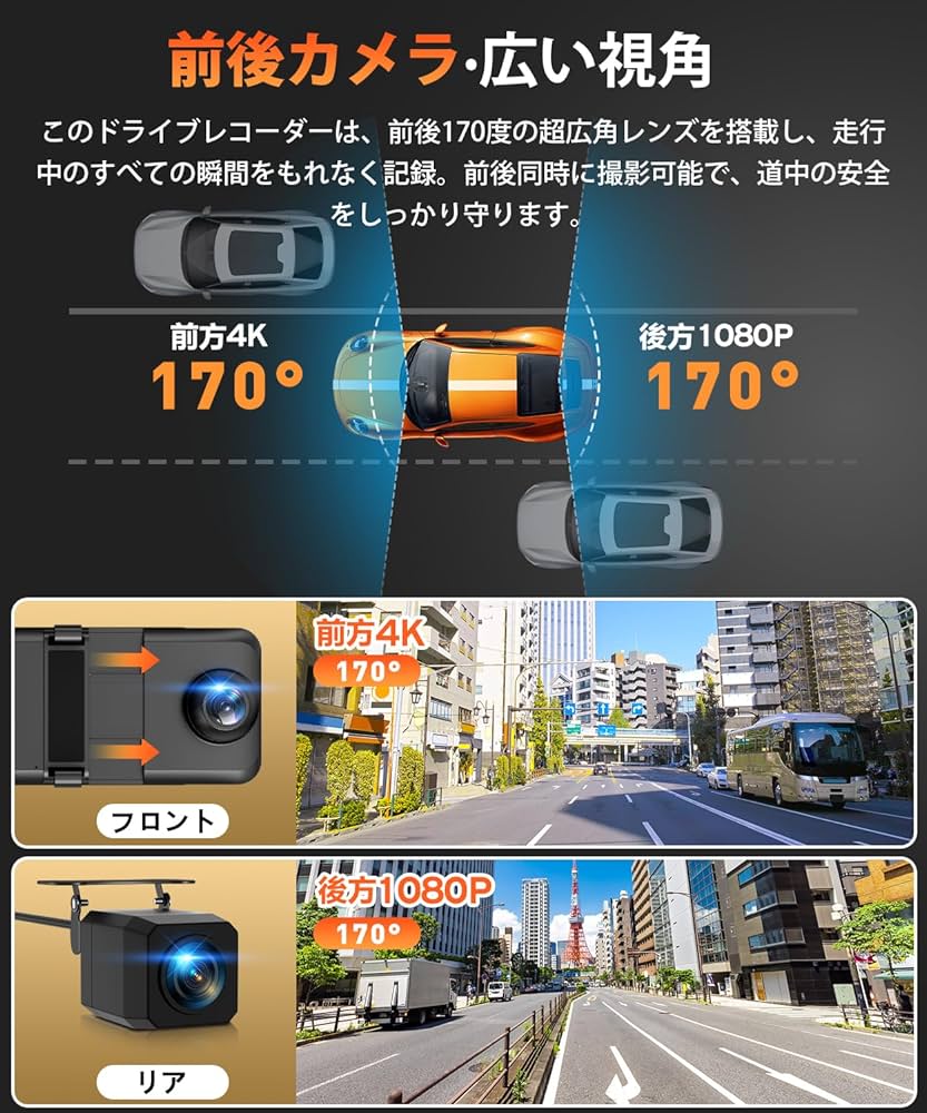 Amazon.co.jp: ドライブレコーダー ミラー型【2026年進化・4KHD画質