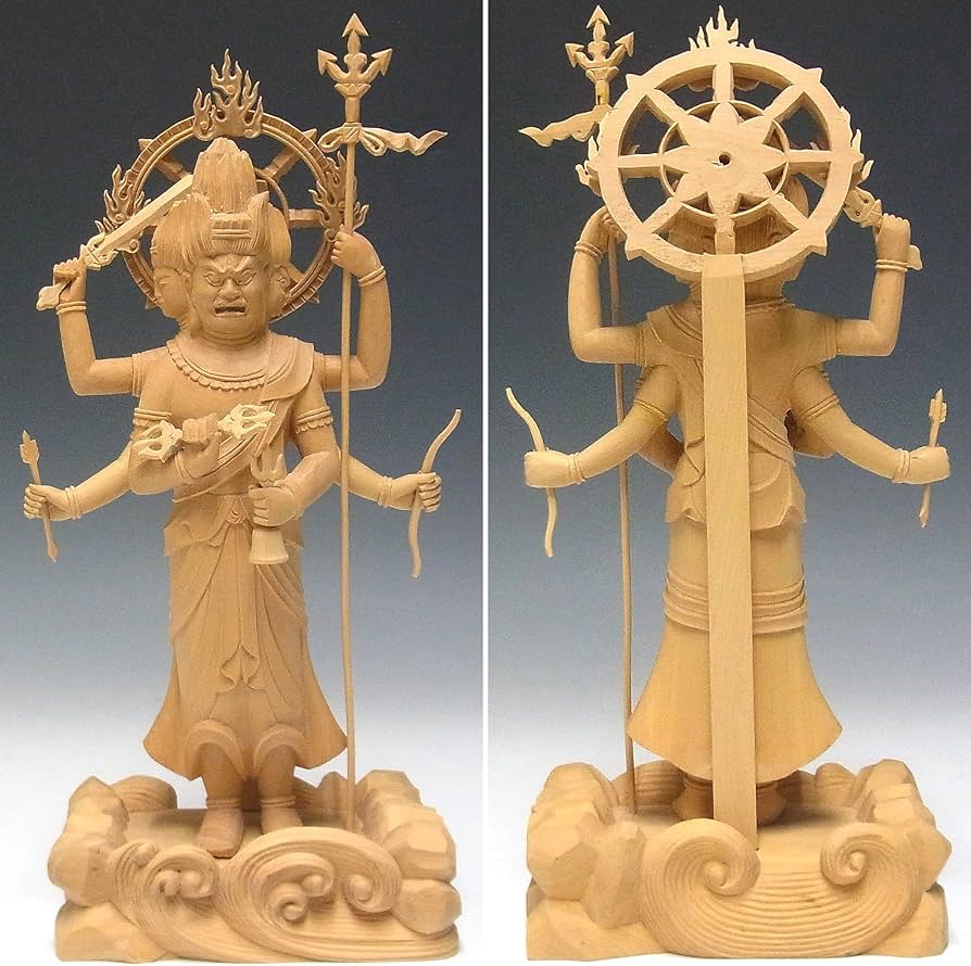 Amazon｜柘植 三宝荒神 立像 28cm 木彫り 仏像｜仏像 オンライン通販