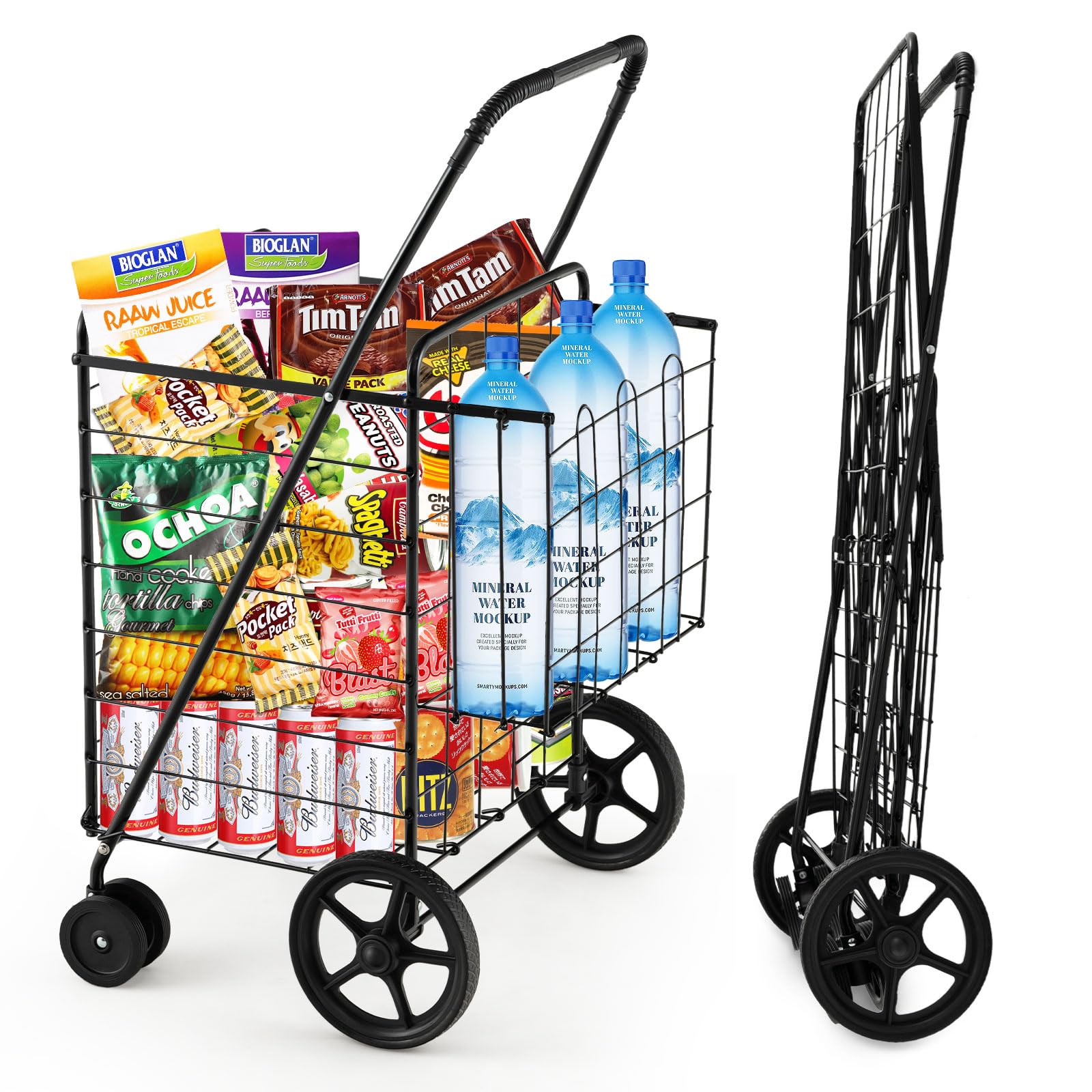 Amazon｜GIANTEX ショッピングカート 折り畳み 4輪 耐荷重40kg