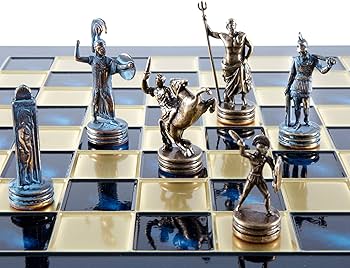 Amazon | ギリシャ神話 チェスセット - ブルー&銅 - ブルーボード付き