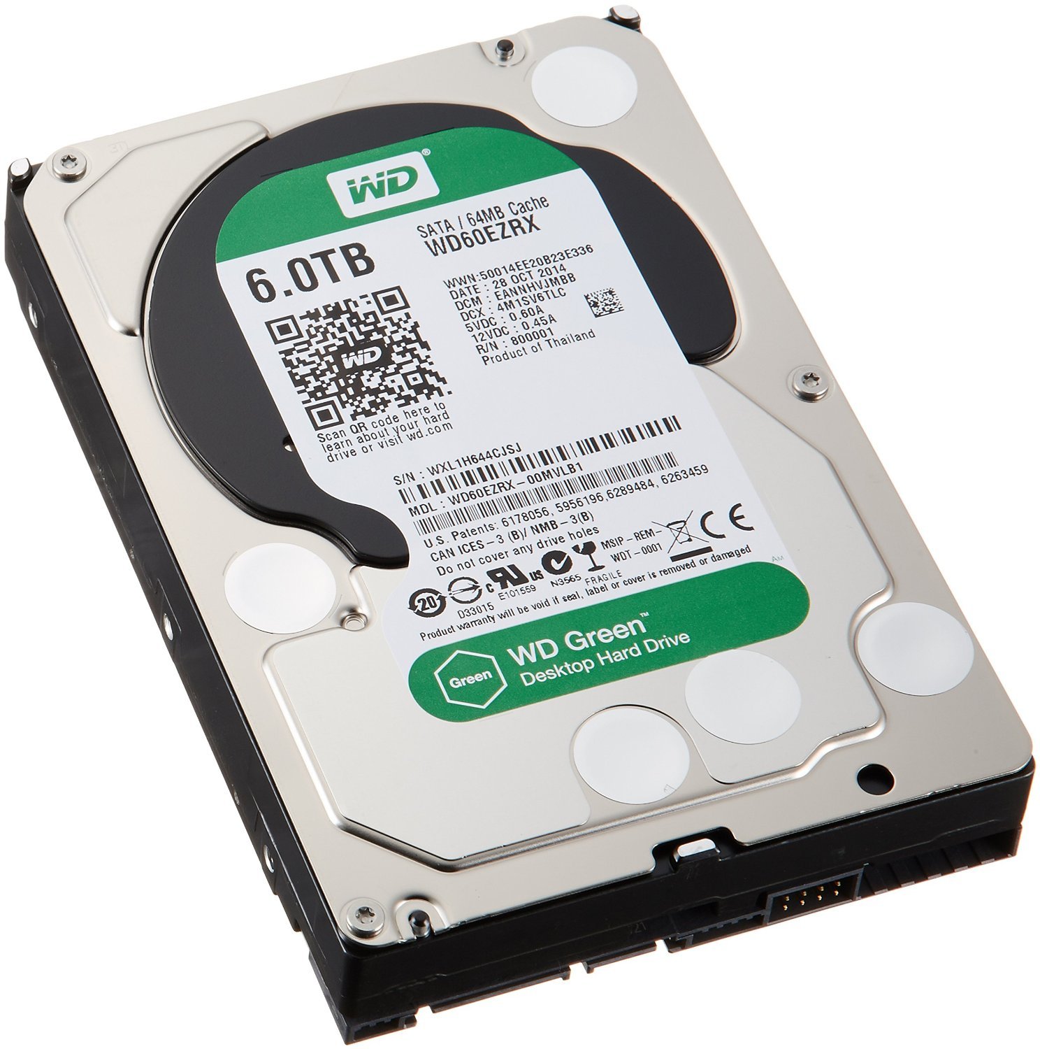 Amazon | WD 内蔵HDD Green 6TB 3.5inch SATA3.0（SATA 6 Gb/s） 64MB