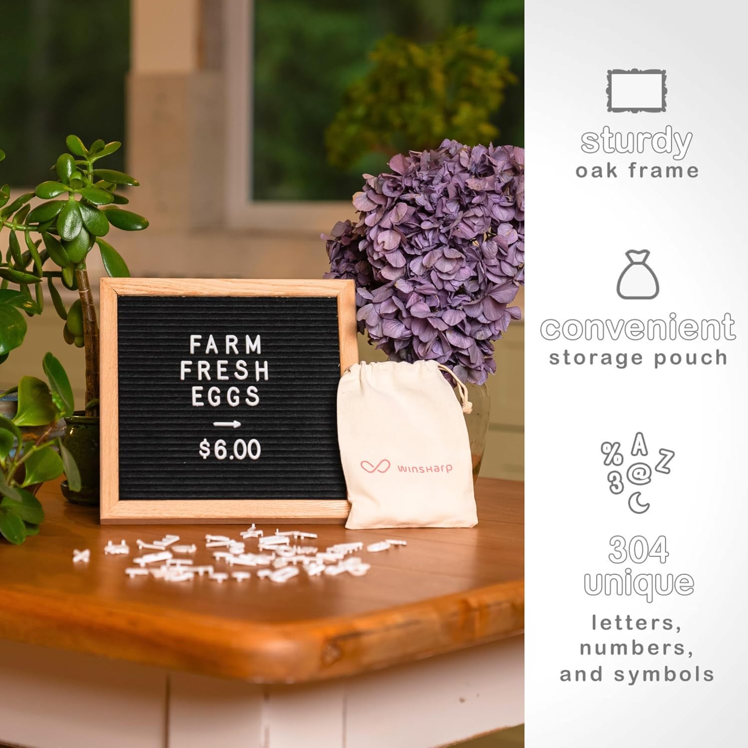 Black Felt Letter Board | Classy Dark Stained Wooden Liberia | Ubuy