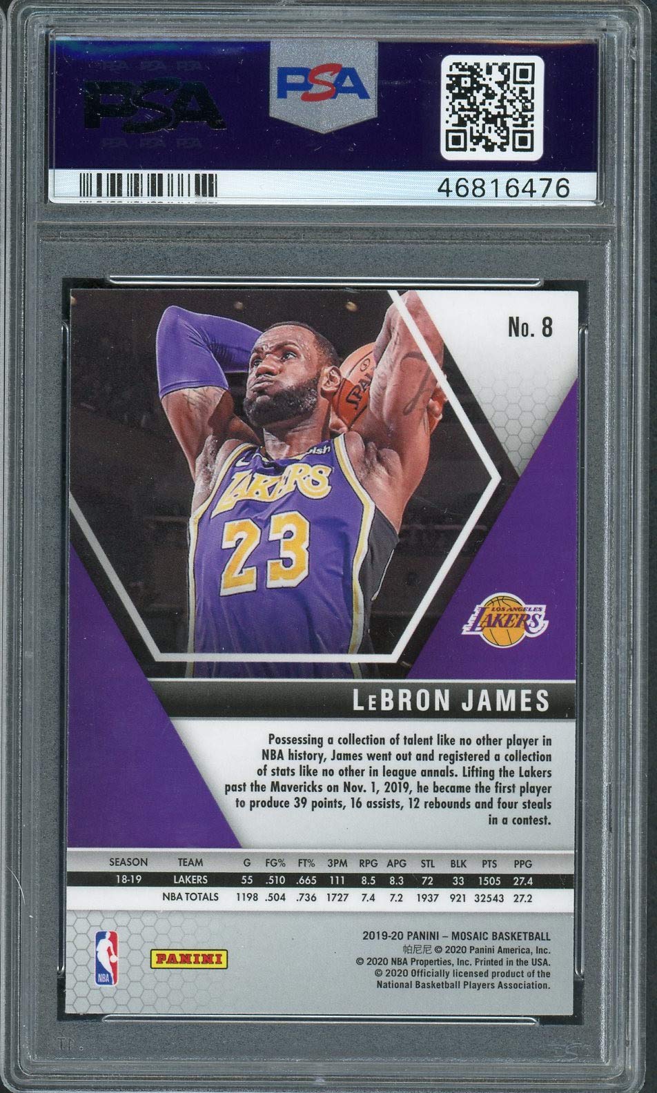 Amazon.com: LeBron James 2019 Basketball Card #8 Graded PSA 10
