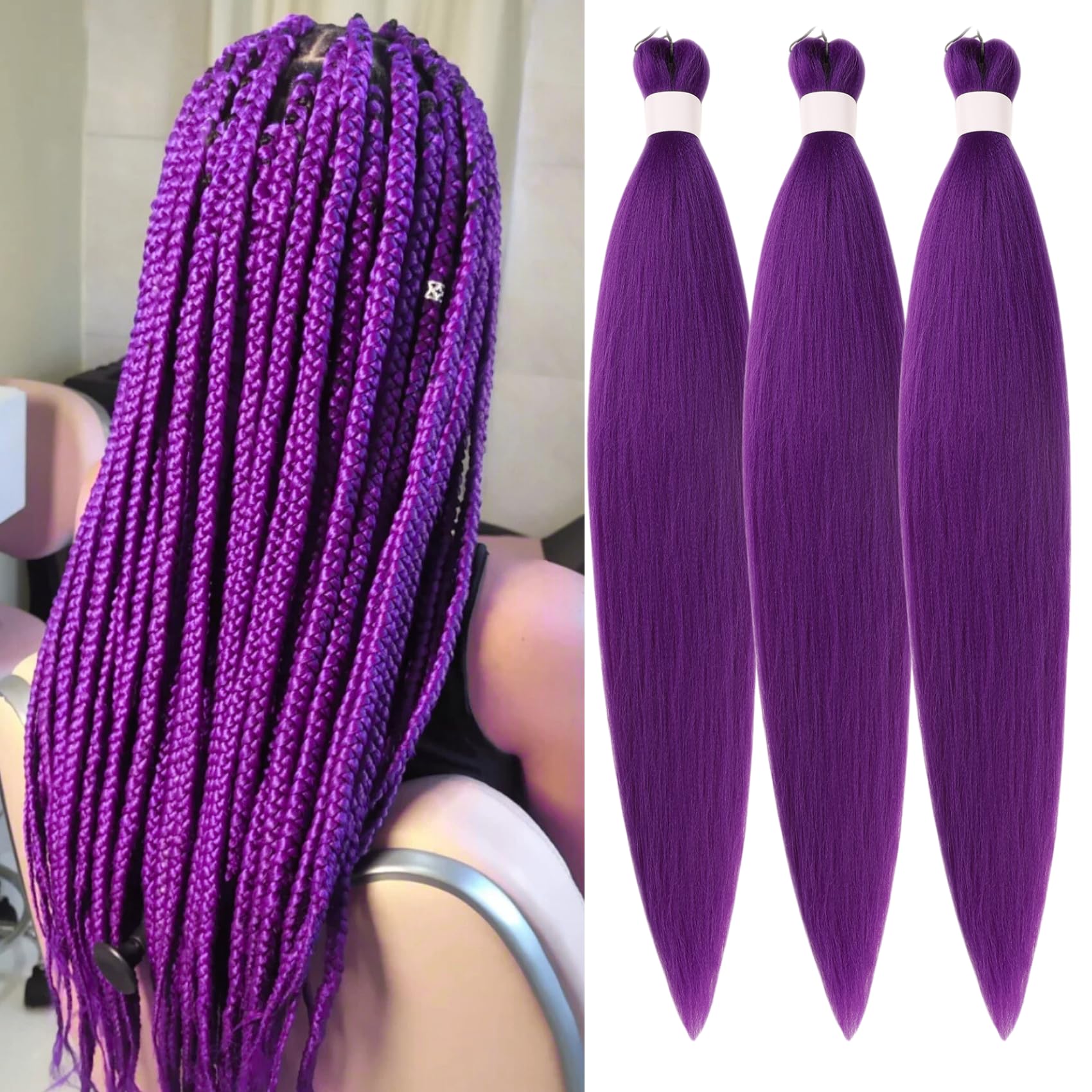 Amazon.com : Gozill Purple Pre Stretched Braiding Hair