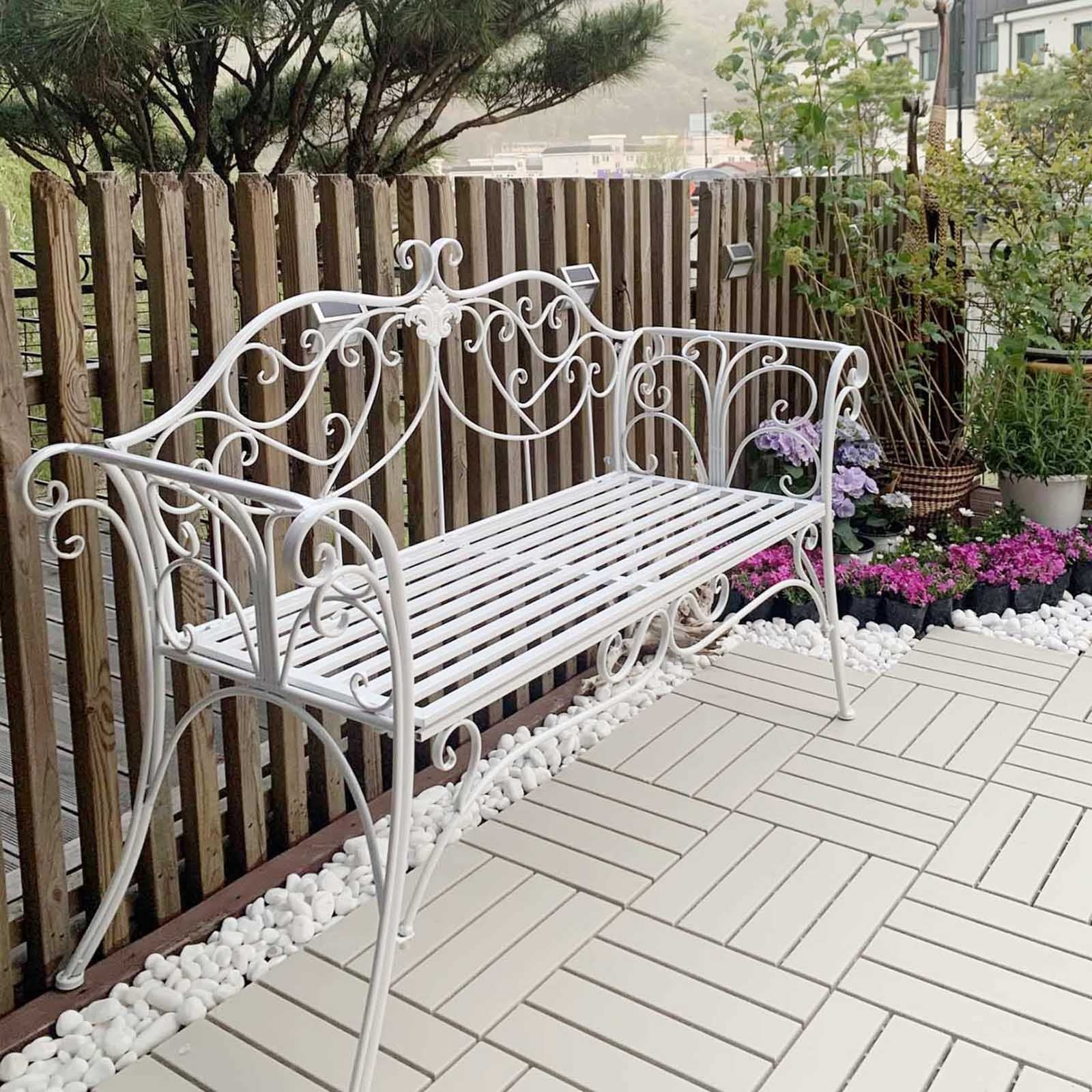 Amazon.co.jp: LIUD ガーデンベンチ 白 2人乗り 200kg耐えられる鉄