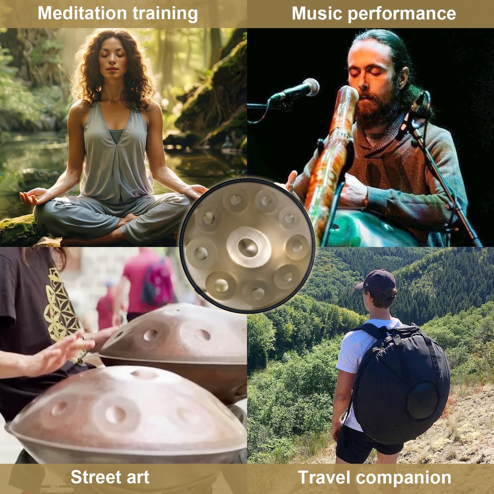 Amazon.com: Handpan Drum 22 Inches D Minor Kurd, 432Hz 10 Notes