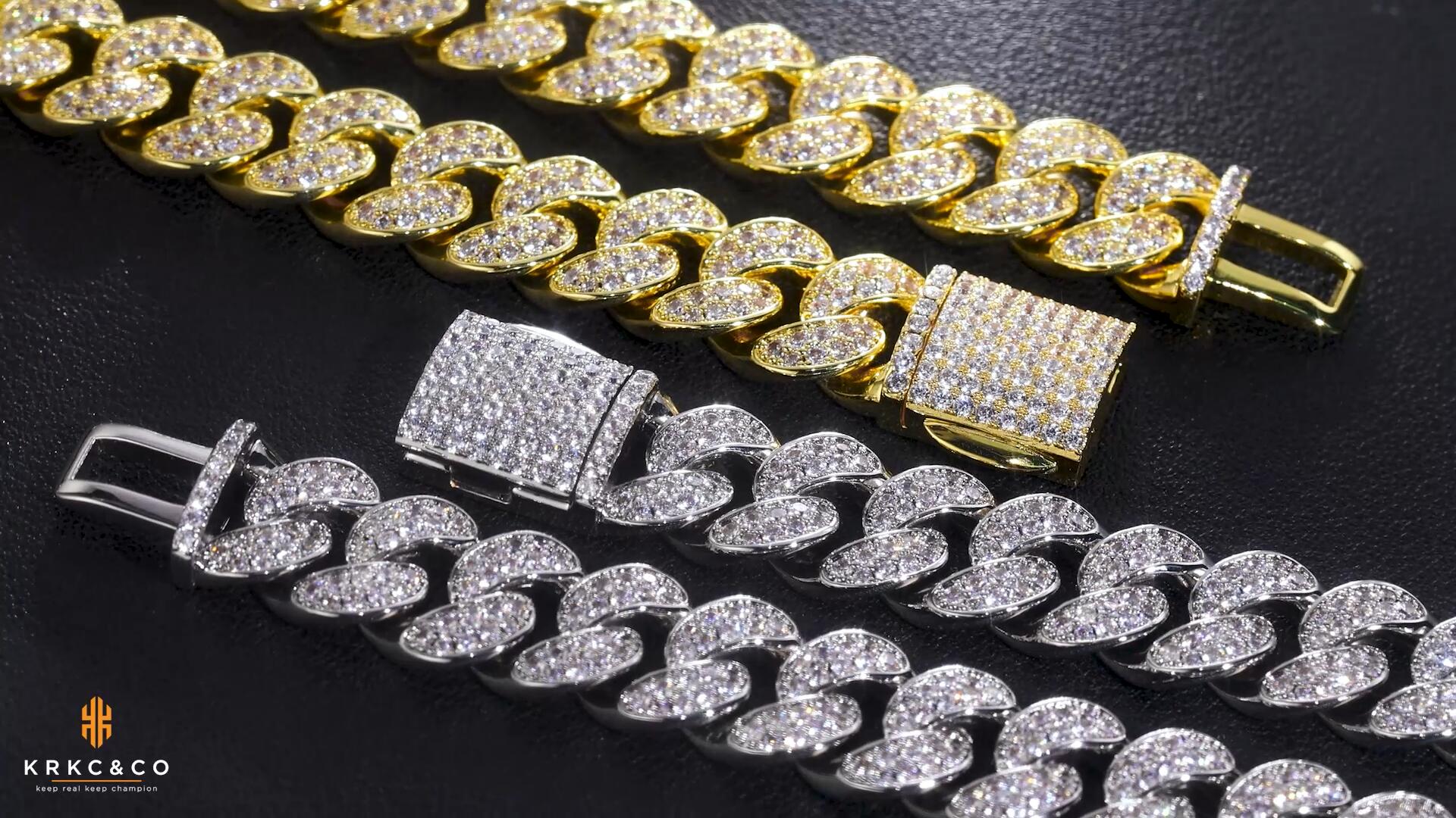 Amazon | KRKC&CO 喜平ネックレス ジルコニア マイアミ キューバン