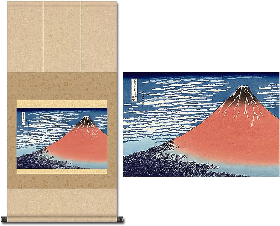 Amazon.co.jp: 掛け軸 凱風快晴 葛飾 北斎 山水 年中掛け 和 モダン
