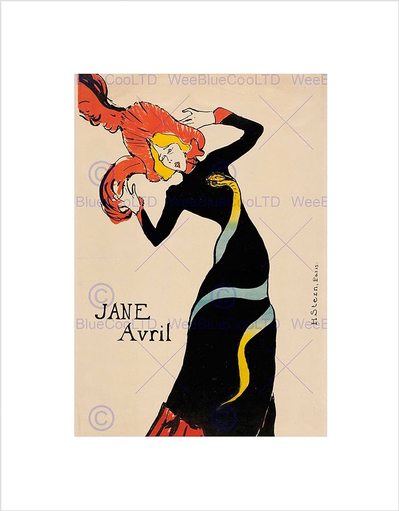 Amazon.com: TOULOUSE LAUTREC FRENCH JANE AVRIL BLACK ART PRINT
