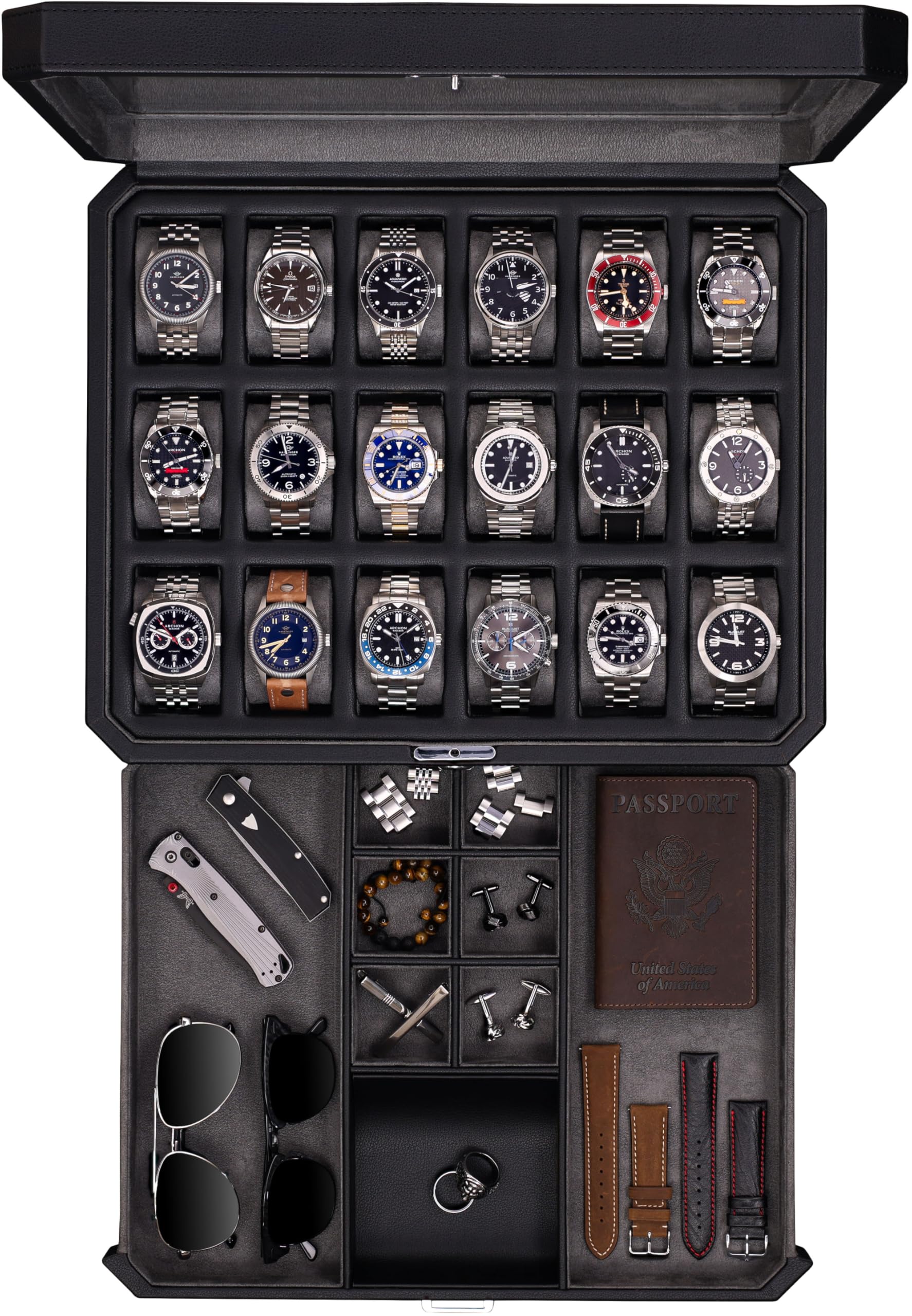 Amazon.com: ROTHWELL 18-Slot Watch Case with Drawer – Luxury Watch