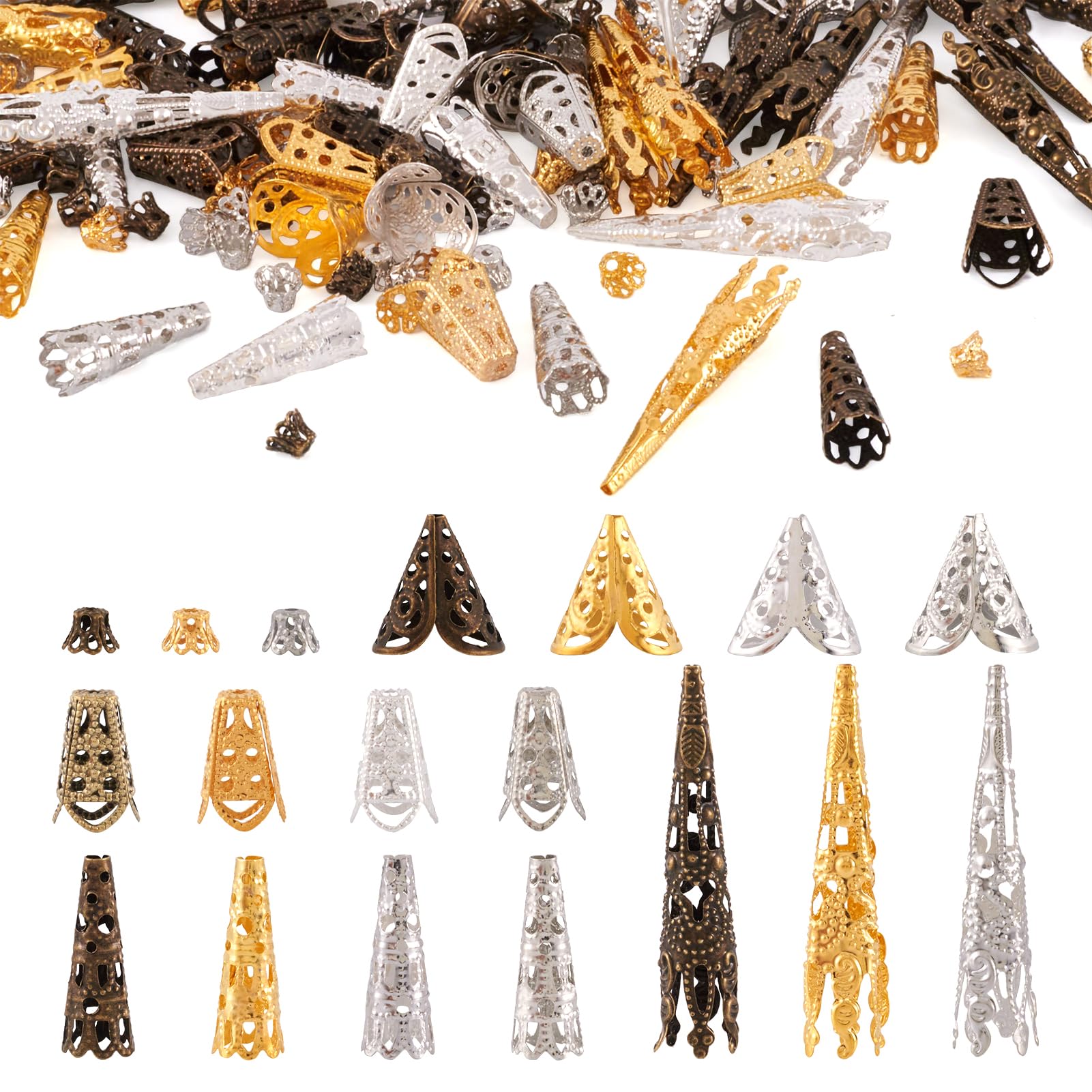 Amazon | Beadthoven ビーズキャップ タッセル用 水晶用 花座 円錐形