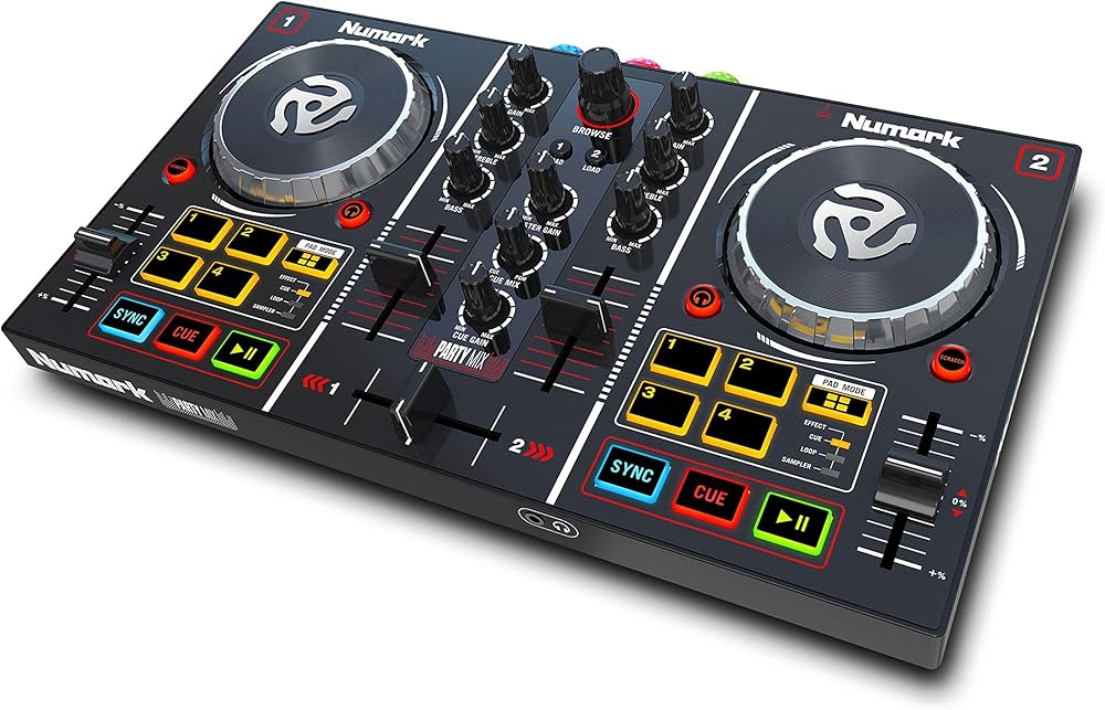 Numark Party Mix | Beginners DJ Controller Set for Serato DJ with