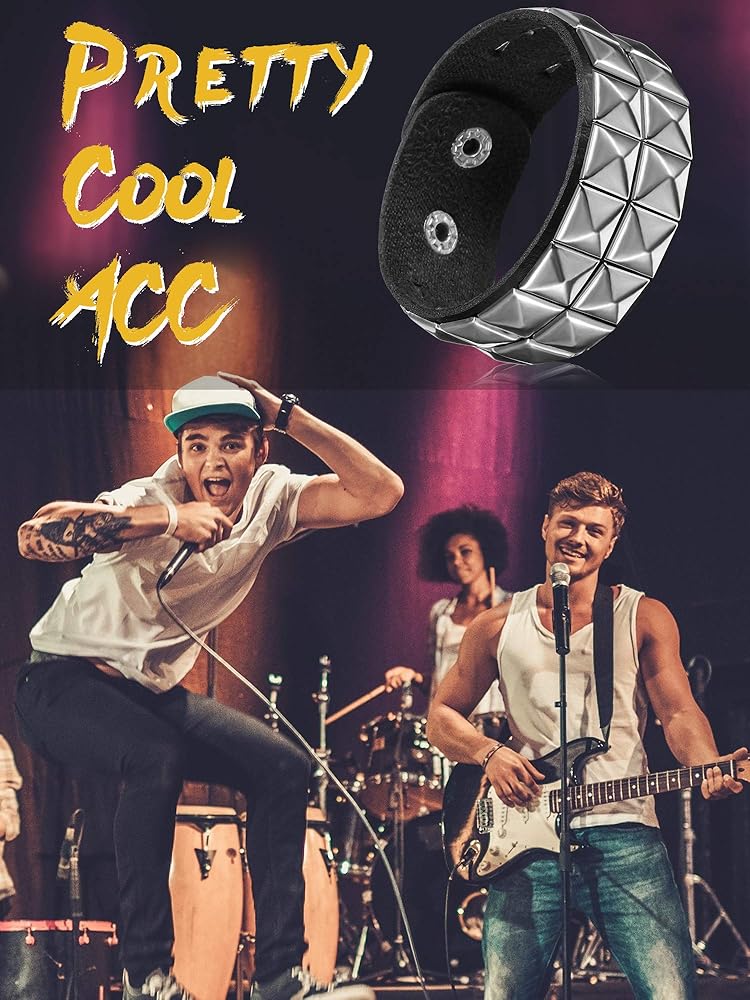 Amazon.com: Hicarer 9 Pieces Spiked Studded Bracelet Black Leather