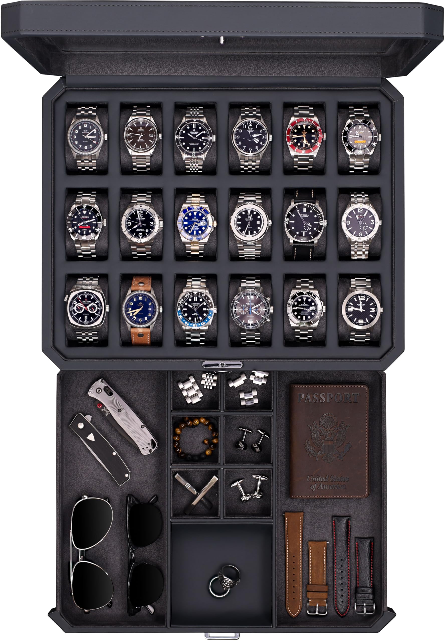 Amazon.com: ROTHWELL 18-Slot Watch Case with Drawer – Luxury Watch