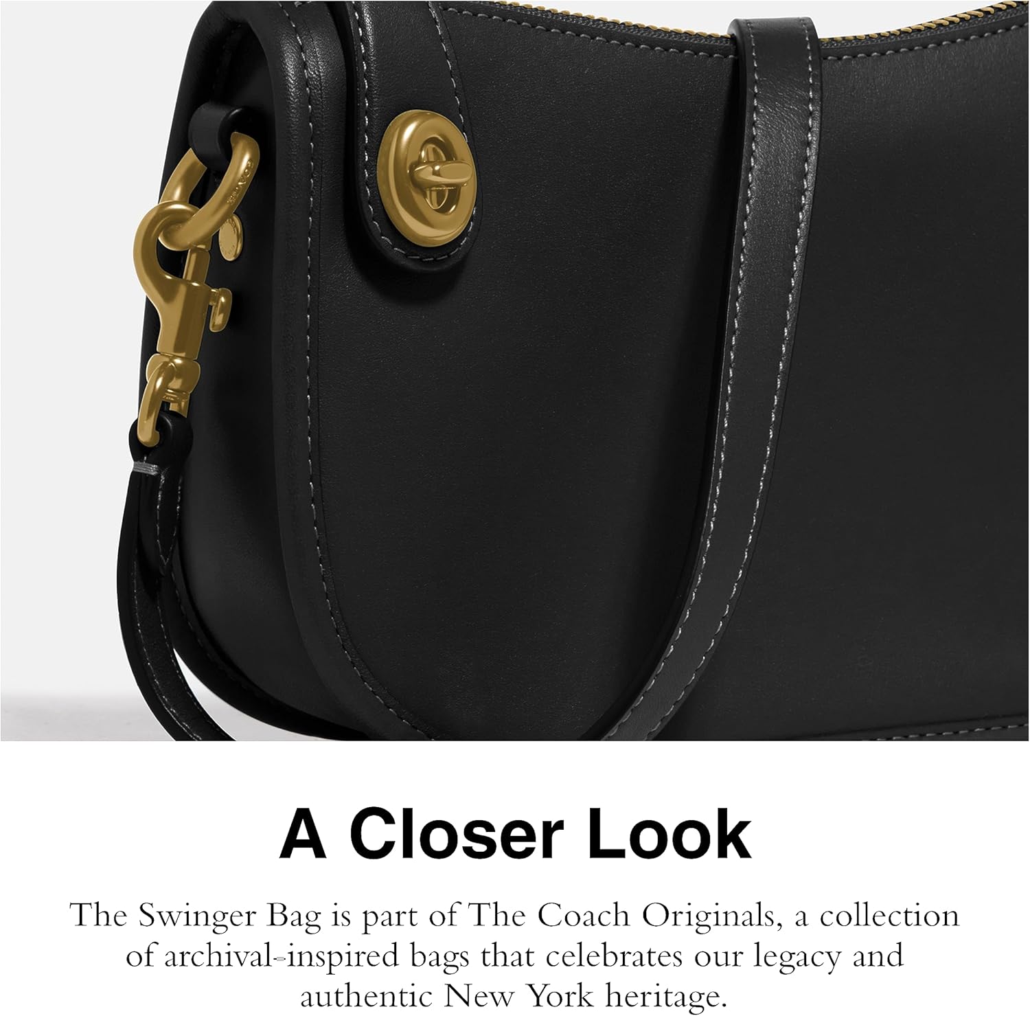 COACH The Coach Originals Glovetanned Leather Swinger, Black, One