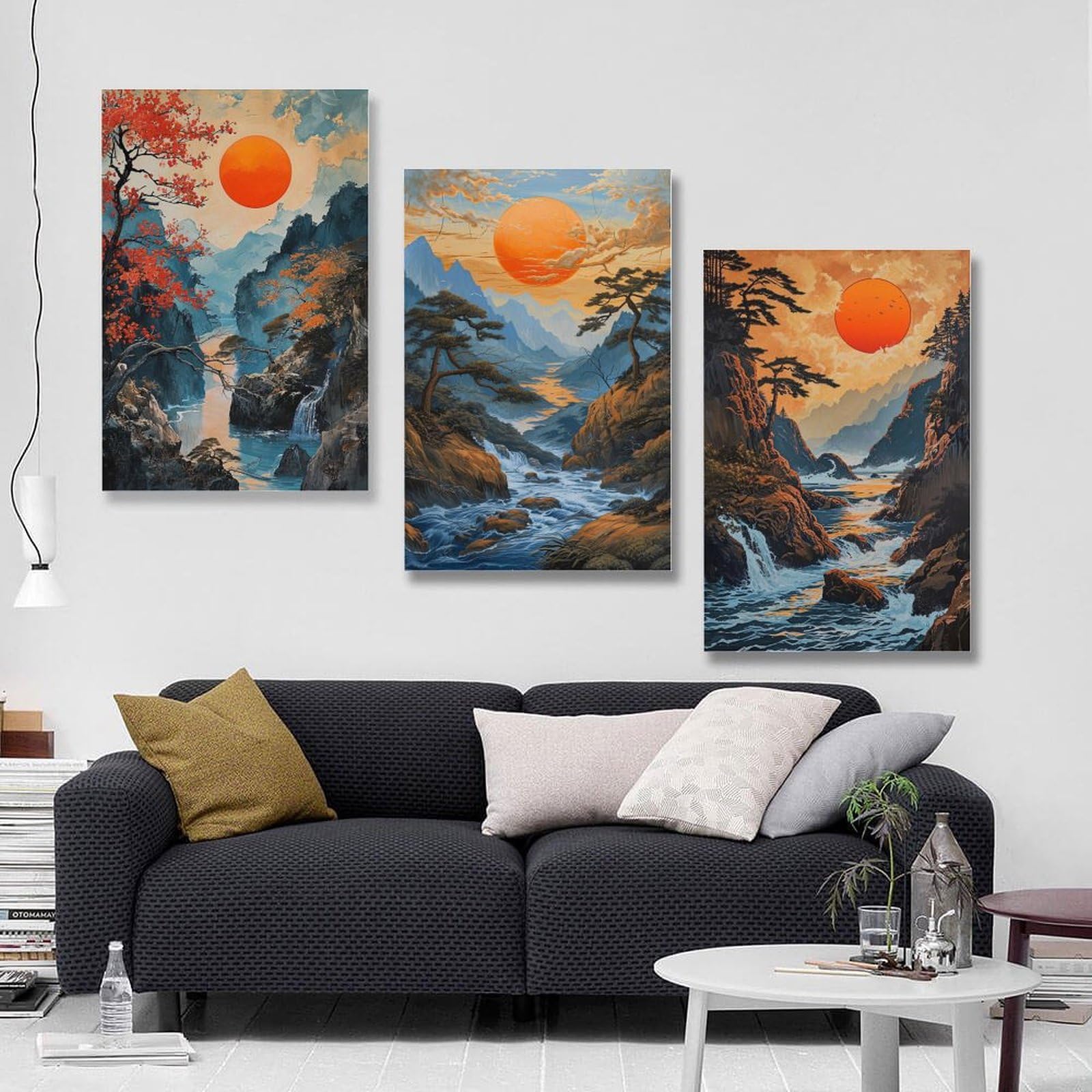 Amazon.co.jp: 3枚 日本の風景を描いた絵画 絵画 インテリア ポスター