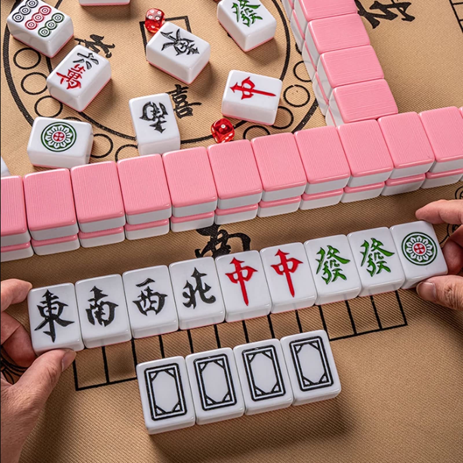 Amazon.co.jp: 麻雀牌 40 ミリメートルピンク中国麻雀セット 144 個