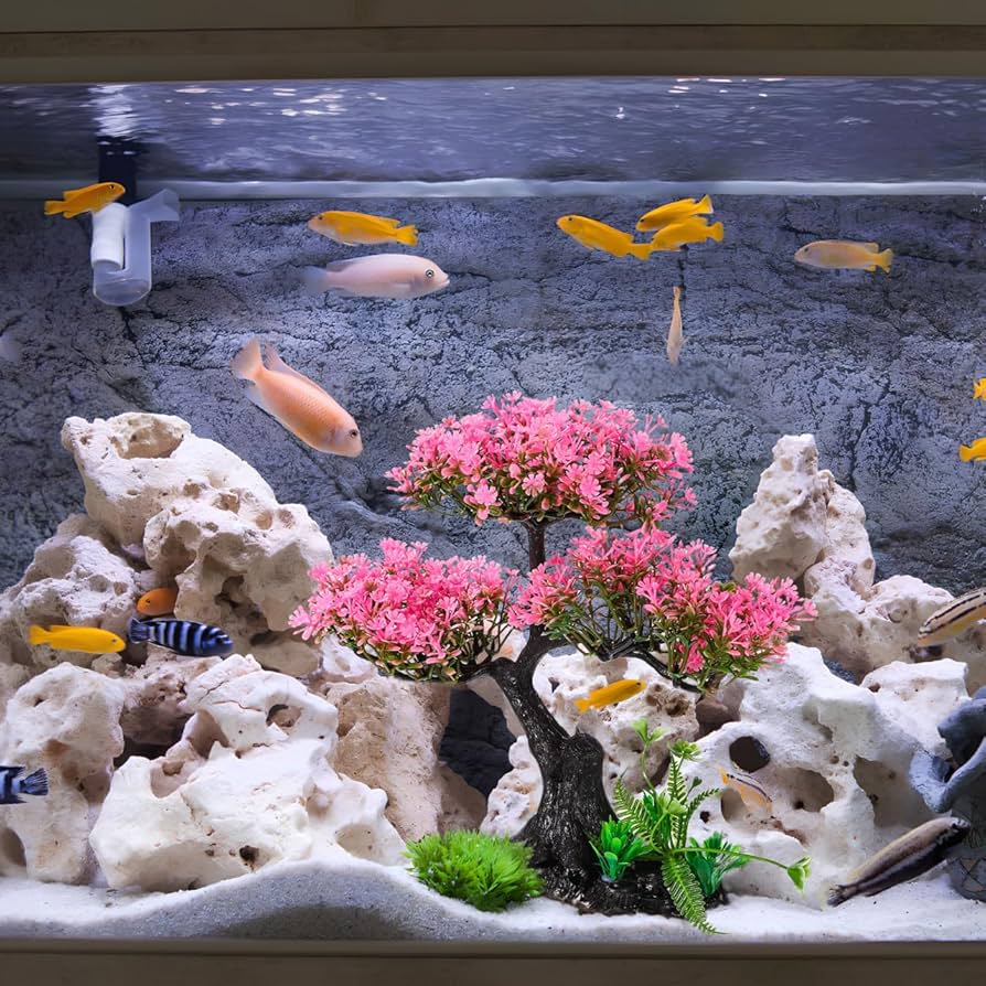 Amazon.co.jp: Didiseaon アクアリウム 人工植物 装飾 ピンク 桜 木 草