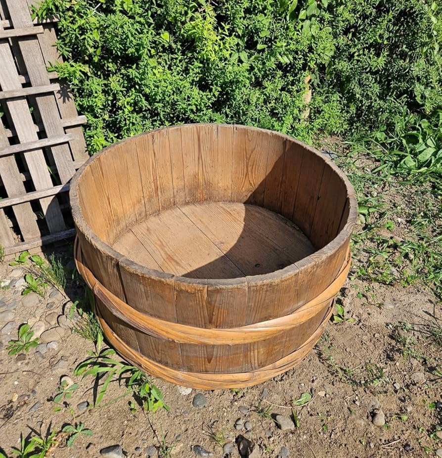 Amazon.co.jp: 日本のアンティーク特大樽木桶風呂桶木製古民家古道具
