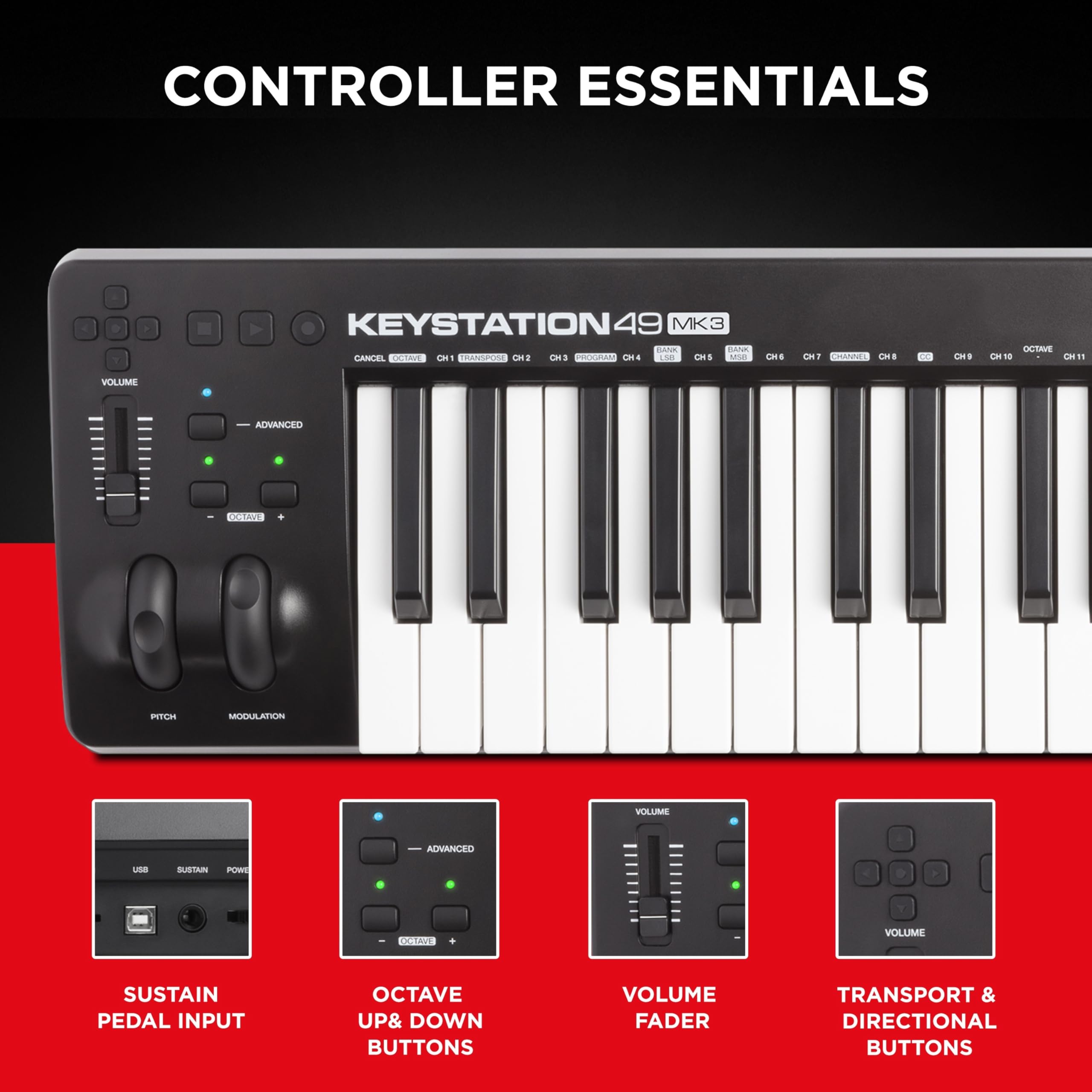 Amazon.com: M-Audio Keystation 49 MK3 - Synth Action 49 Key USB