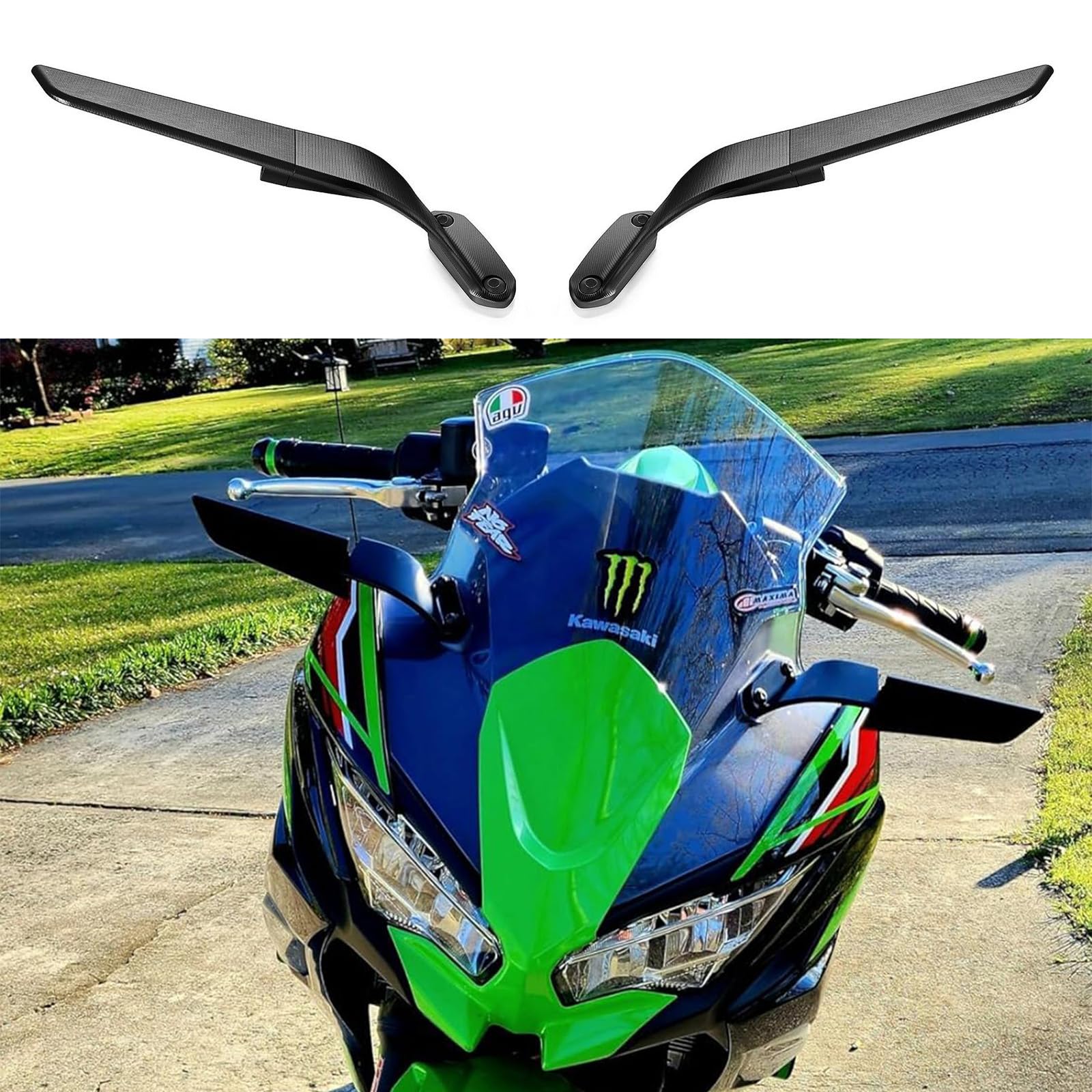 Amazon | バイク用 ミラー「ステルス」翼型 対応車種 カワサキ