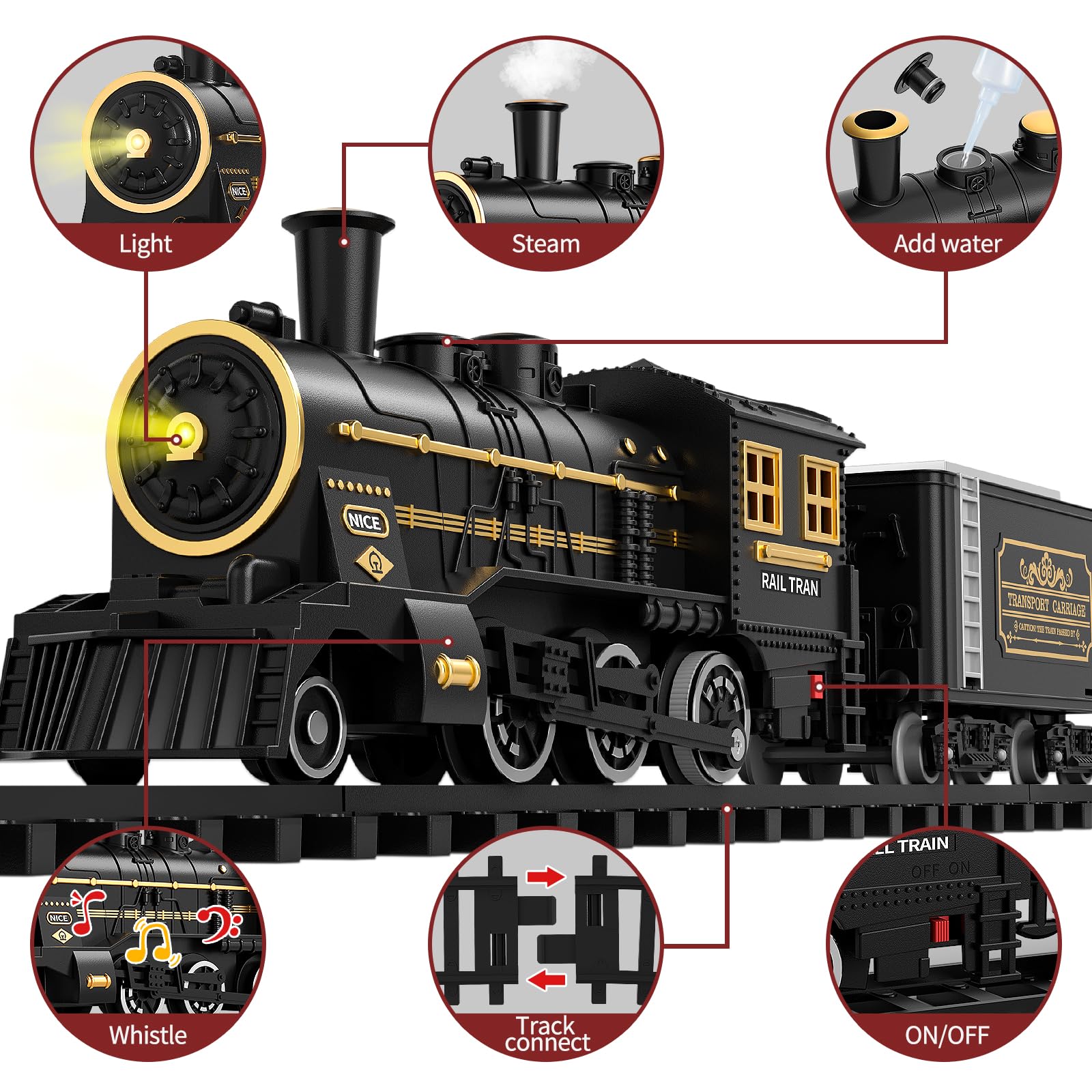 Amazon | TEMI 蒸気機関車おもちゃセット 男の子 3歳 4歳 5歳 6歳 音と