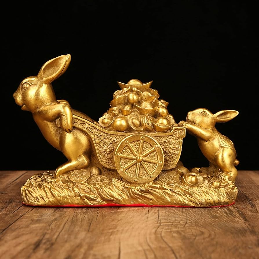 Amazon.co.jp: 風水置物ウサギの富の繁栄の彫像の家の装飾富と幸運を
