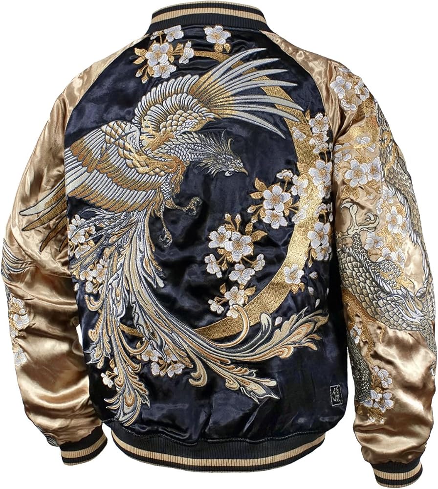 Amazon | [絡繰魂] からくり魂 頂 スカジャン 龍 鳳凰 和柄