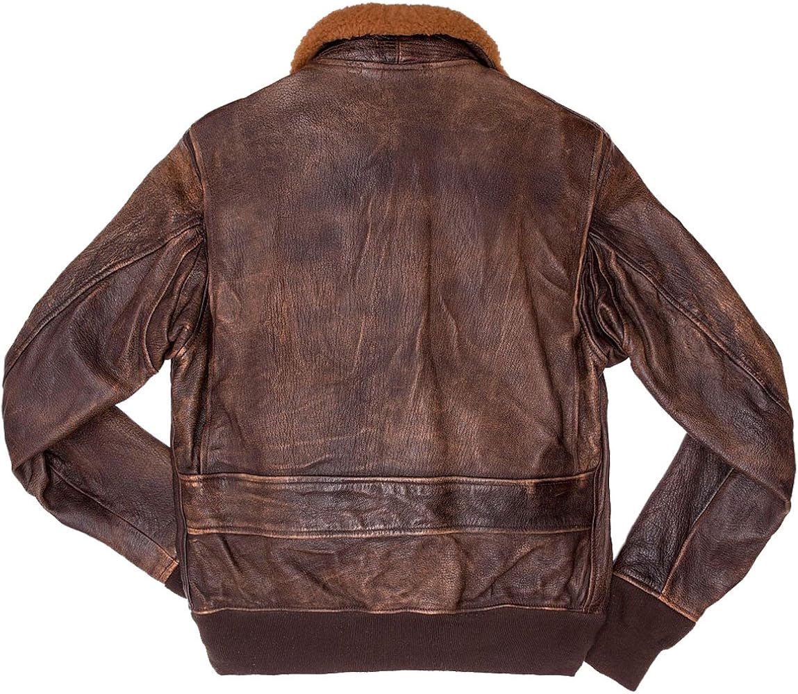 Aviator G-1 Men Distressed Real Leather Bomber Flight Jacket (XS