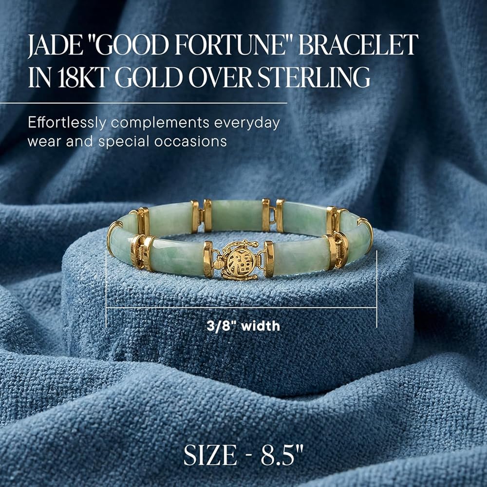 Amazon.com: Ross-Simons Jade Good Fortune Bracelet in 18kt Gold