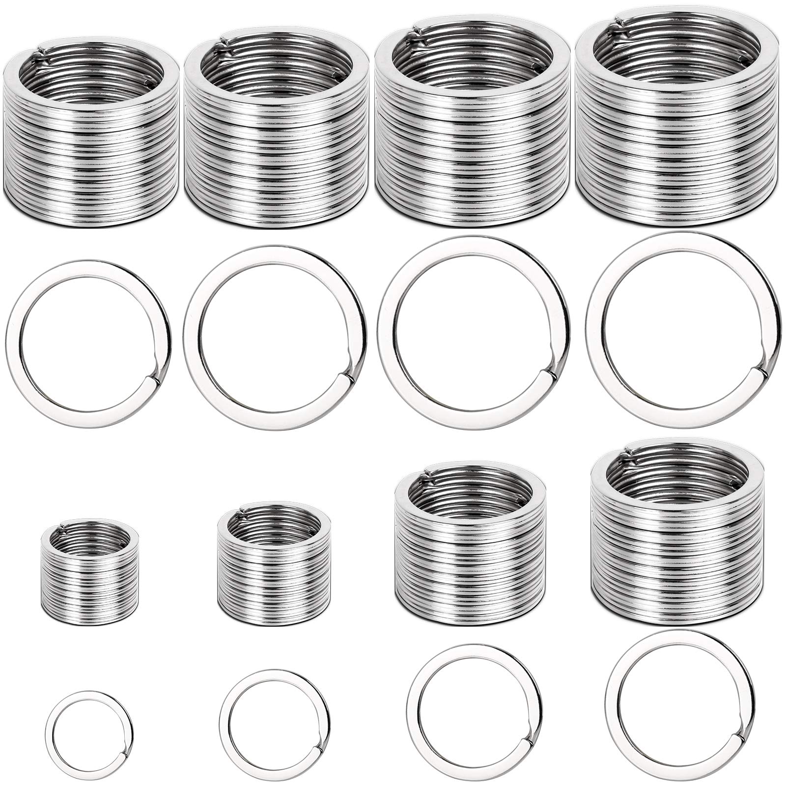 Amazon | LEOBRO 二重リング 平キーリング 80個セット キーホルダー 二